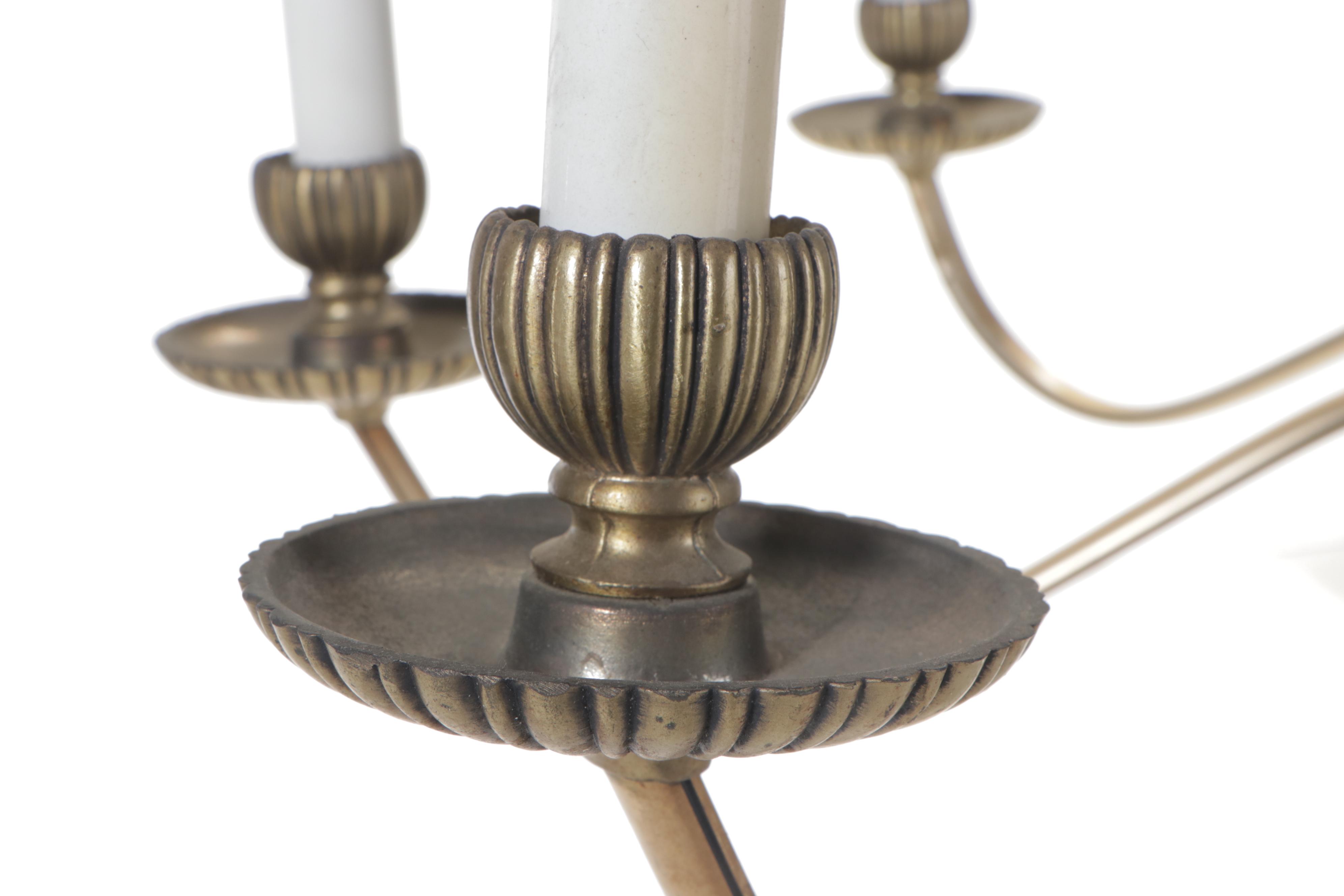 MCM Style Nine-Arm Chandelier in Gold Colored Metal