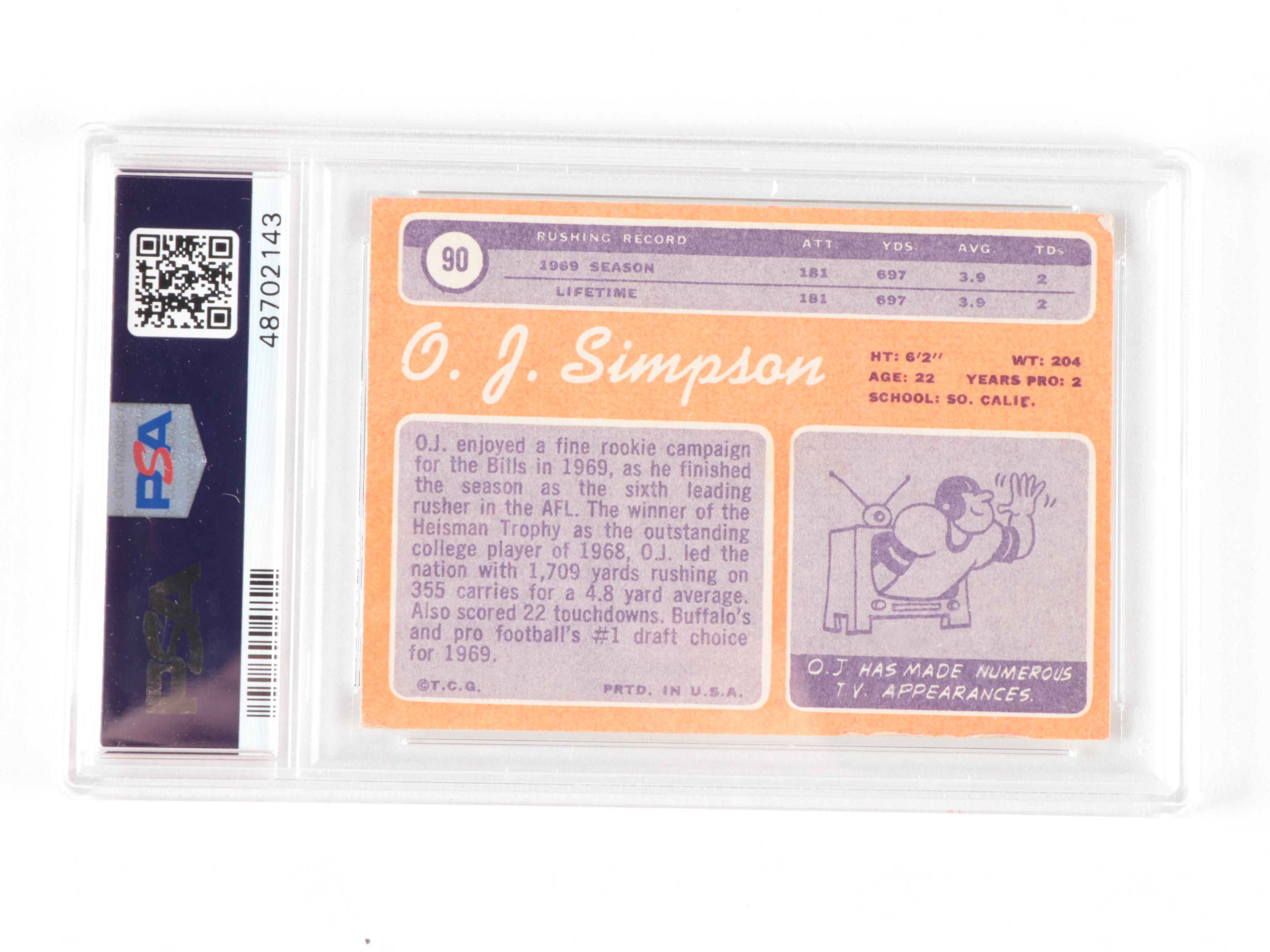 1970 Topps Rookie O.J. Simpson Graded Football Card