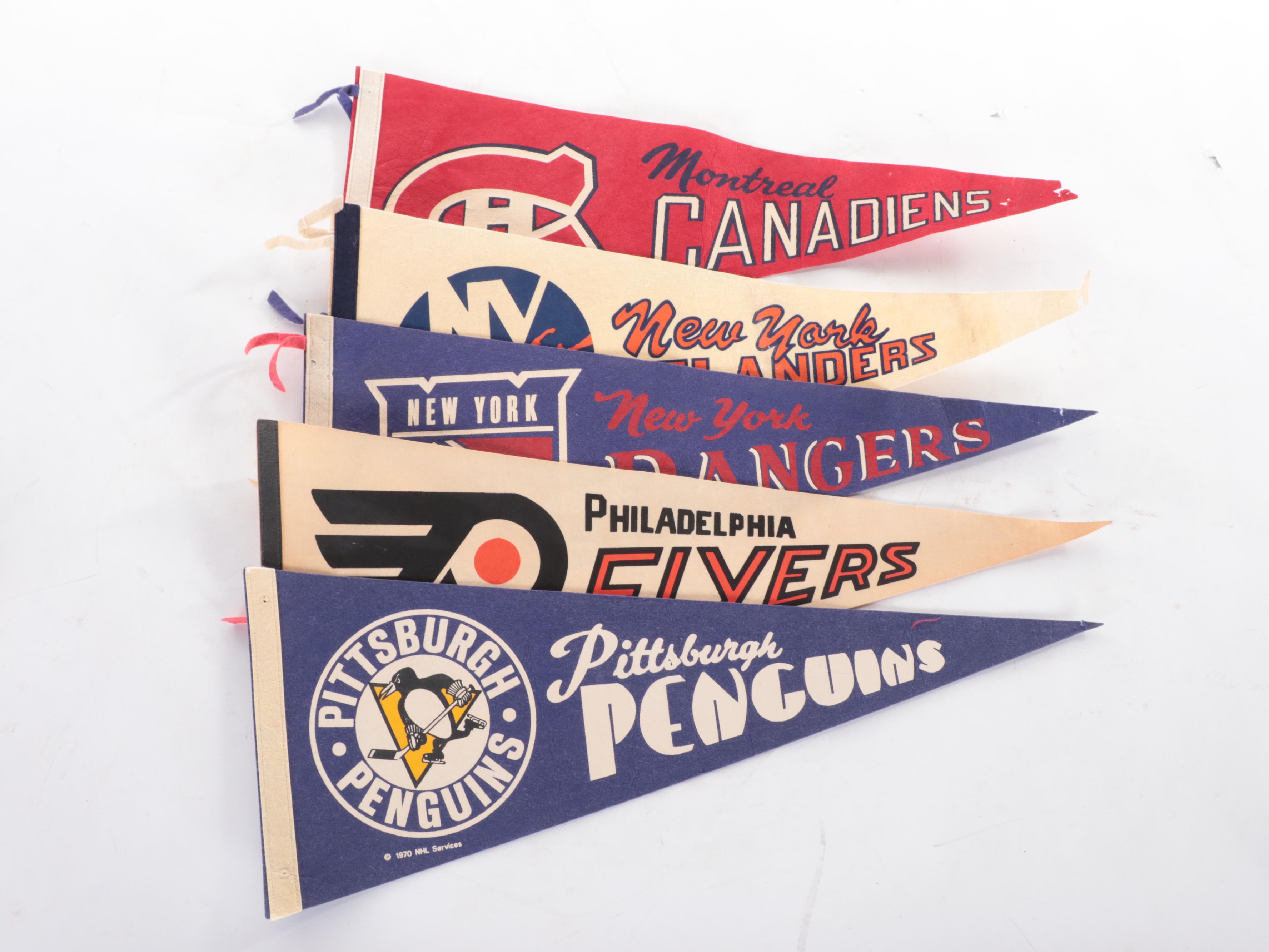 Baseball, Hockey Pennants With Yankees, Mets, Islanders, More, 1960s–1980s