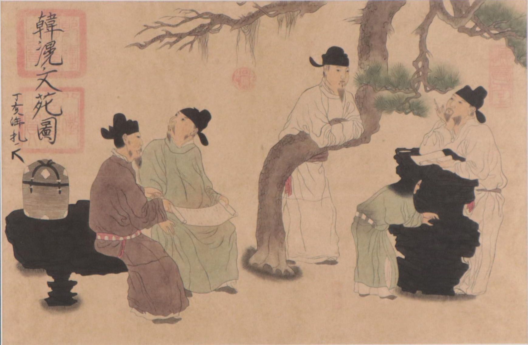 Ink and Watercolor Painting After Zhou Wenju "Literary Garden"