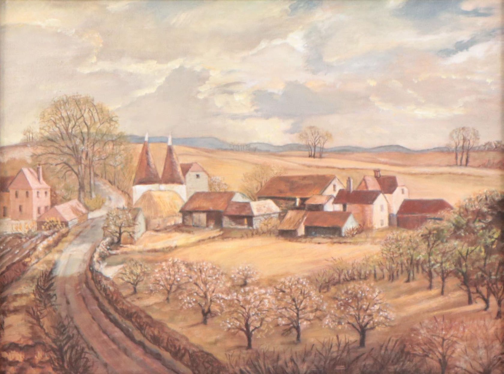 Country Landscape Oil Painting, Late 20th Century
