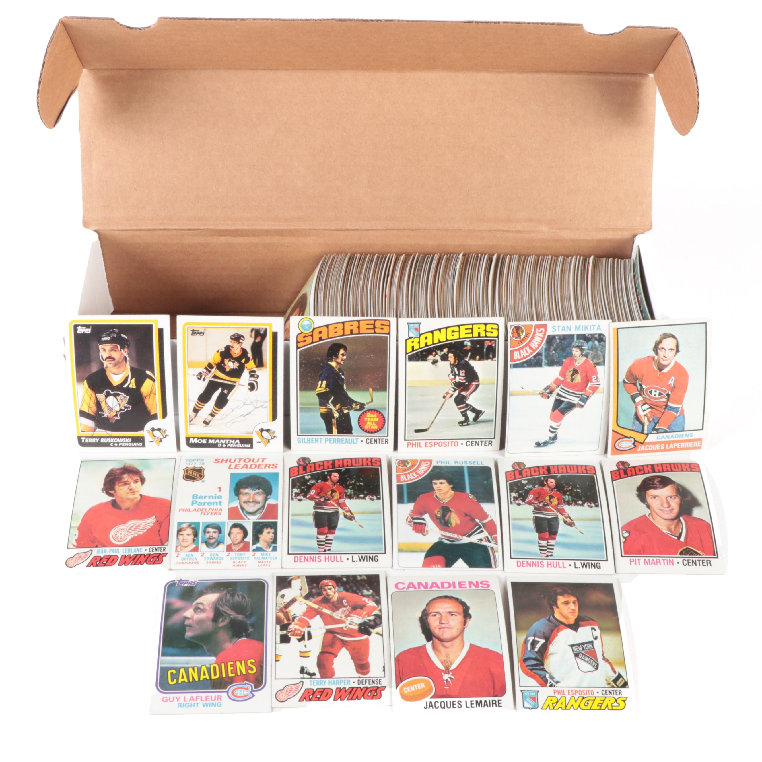 Topps Hockey Cards with Harper, Mikita, Signed Mantha and Rukowski, 1970s–1980s