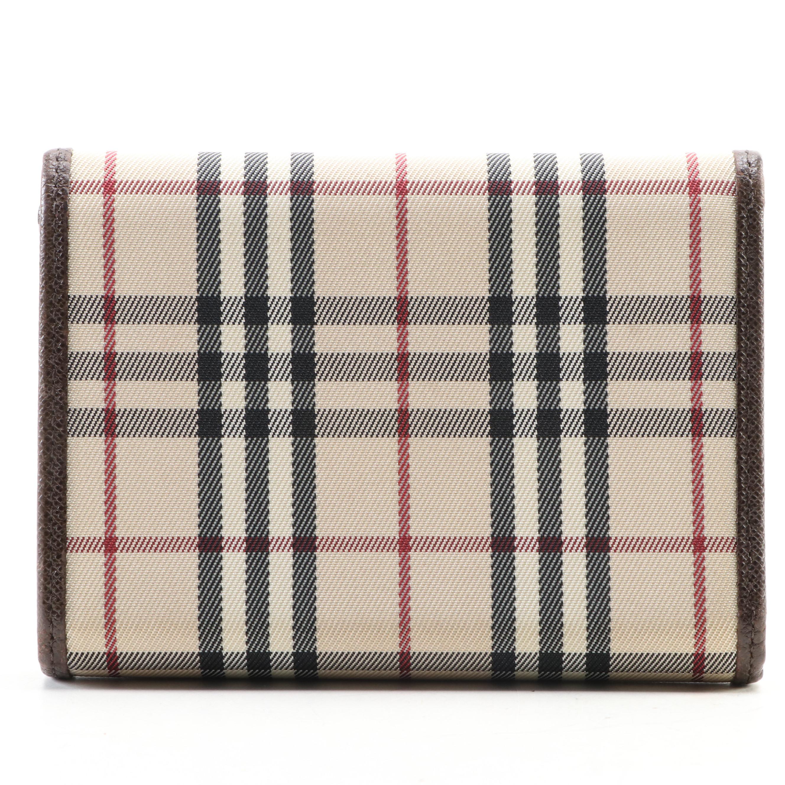 Burberry Trifold Wallet in Nova Check and Saffiano Leather with Box