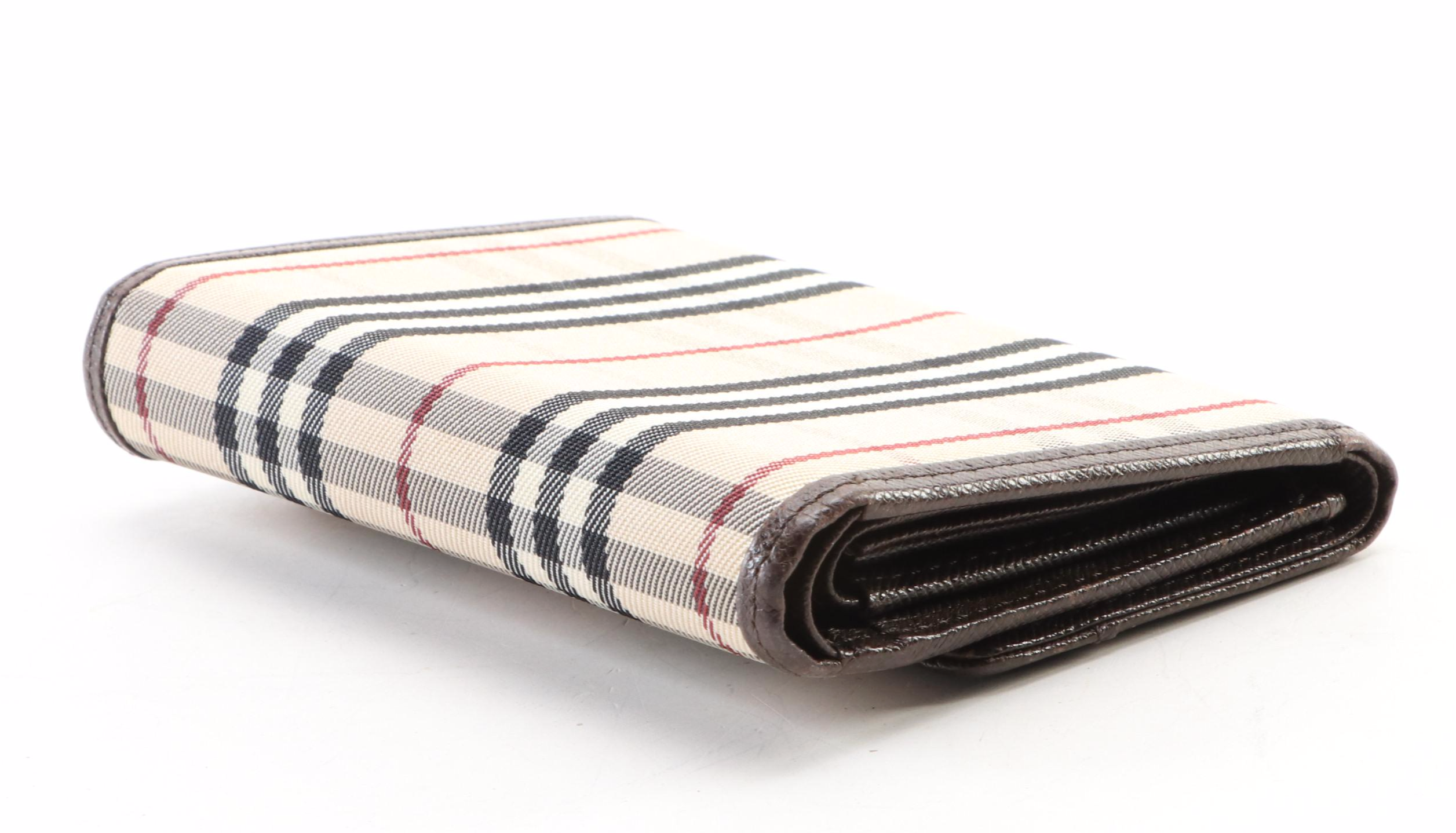 Burberry Trifold Wallet in Nova Check and Saffiano Leather with Box