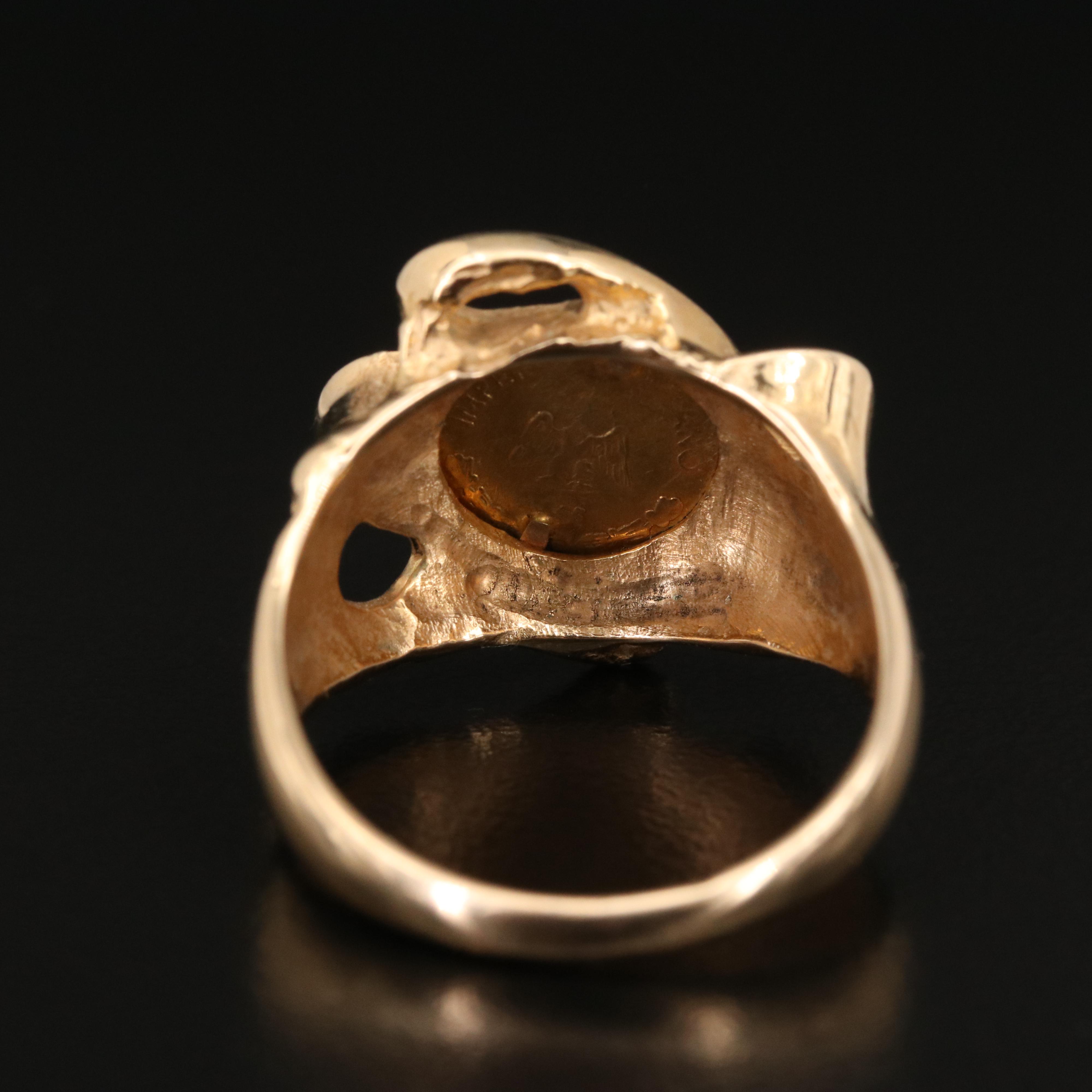 14K Ring with 1865 Mexico Maximiliano 8K Gold Re-Strike Coin