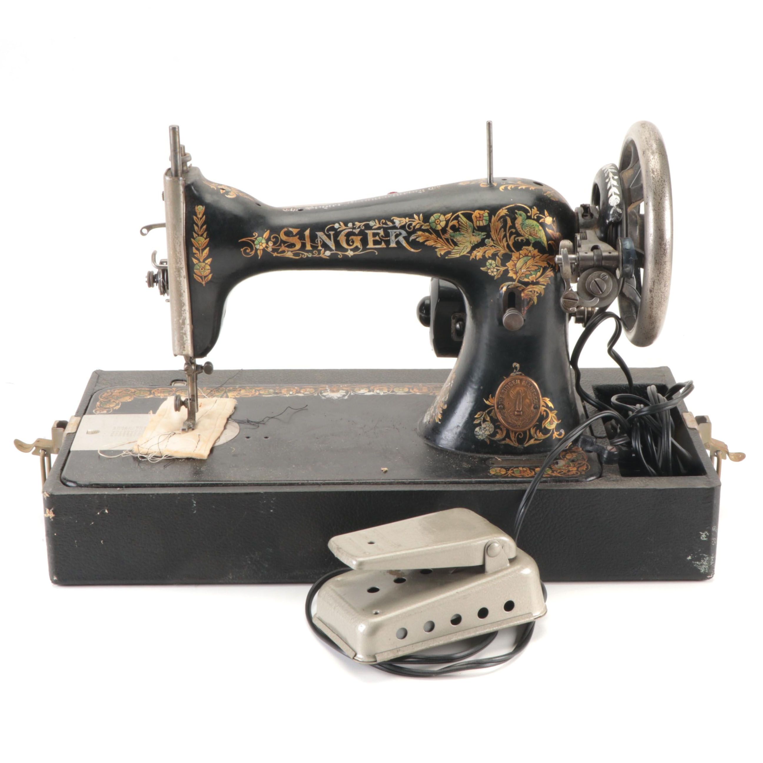 Singer Model 15 Electric Sewing Machine with Case, 1904