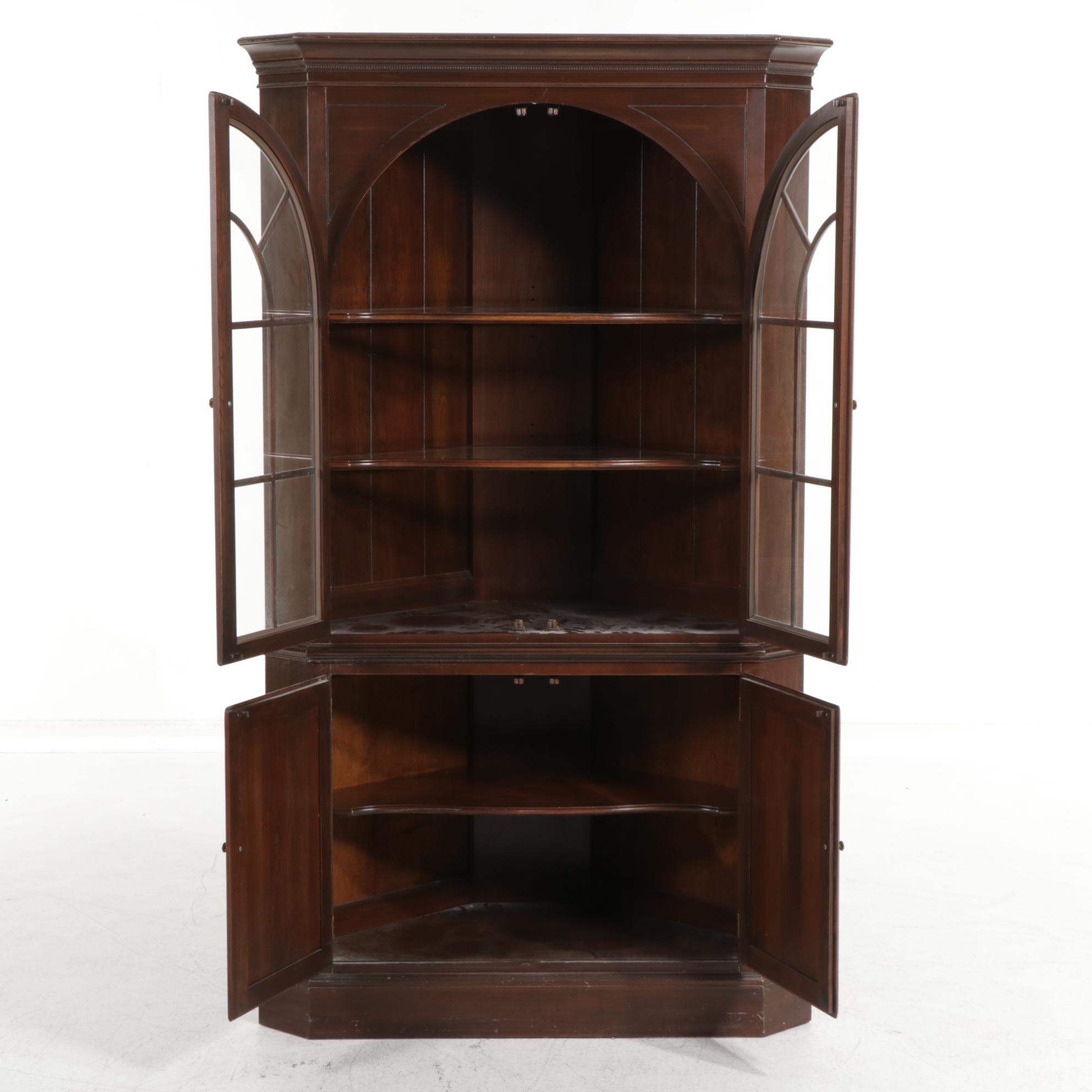 Ethan Allen "Georgian Court" Cherry Illuminated Corner Cabinet