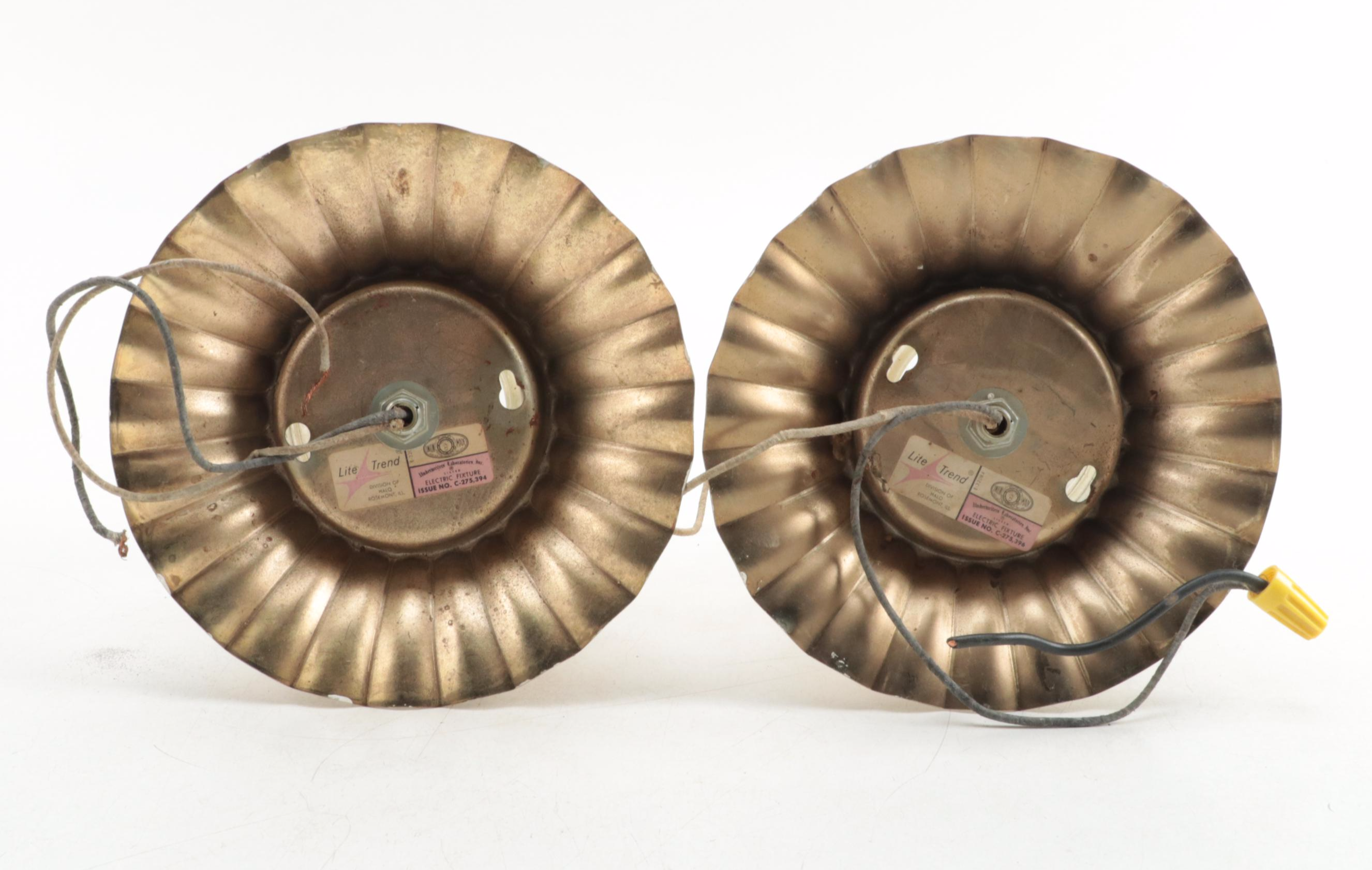 Pair of Lite Trend Ceiling Mount Crackle Glass Globe Lights and Amber Globe