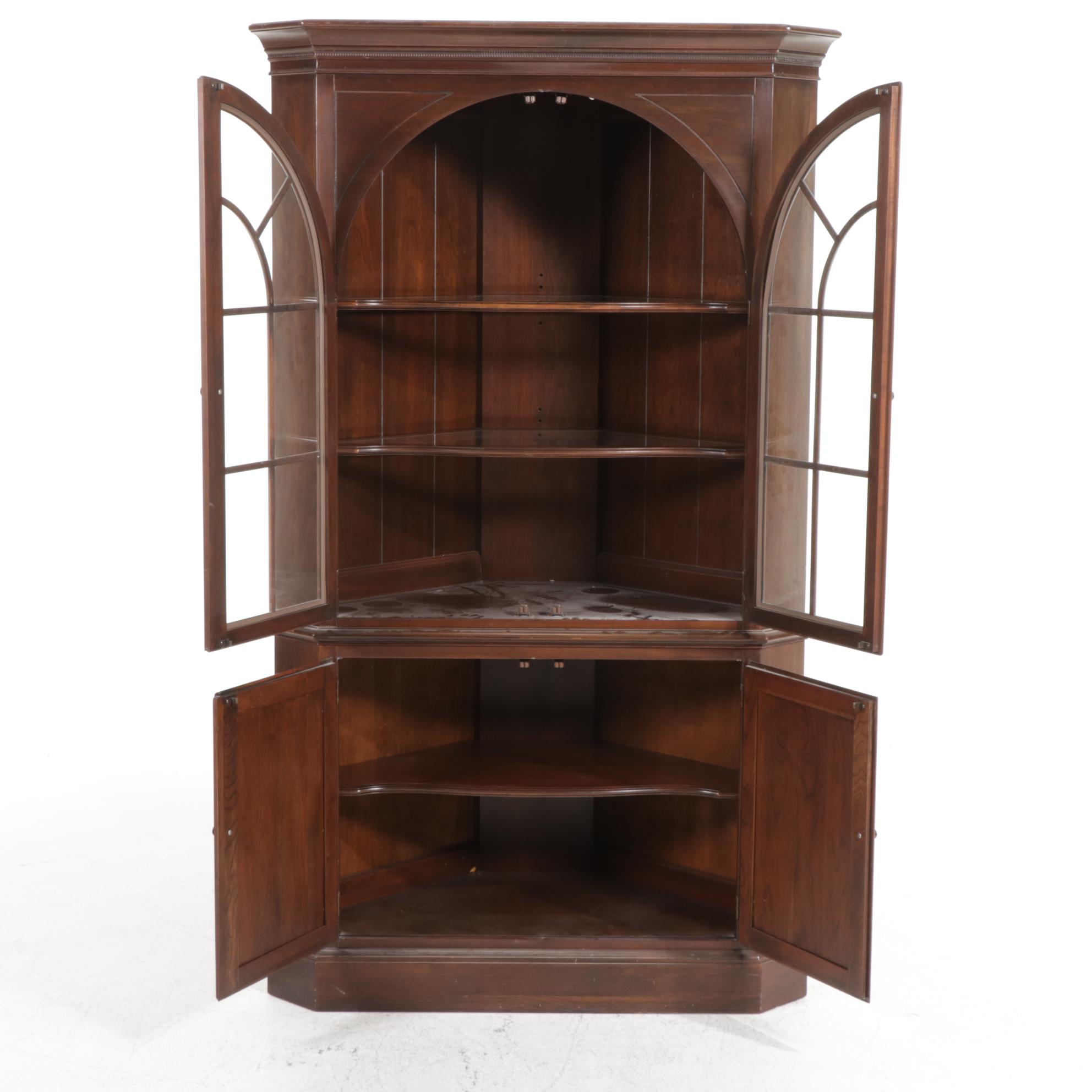 Ethan Allen "Georgian Court" Cherry Illuminated Corner Cabinet