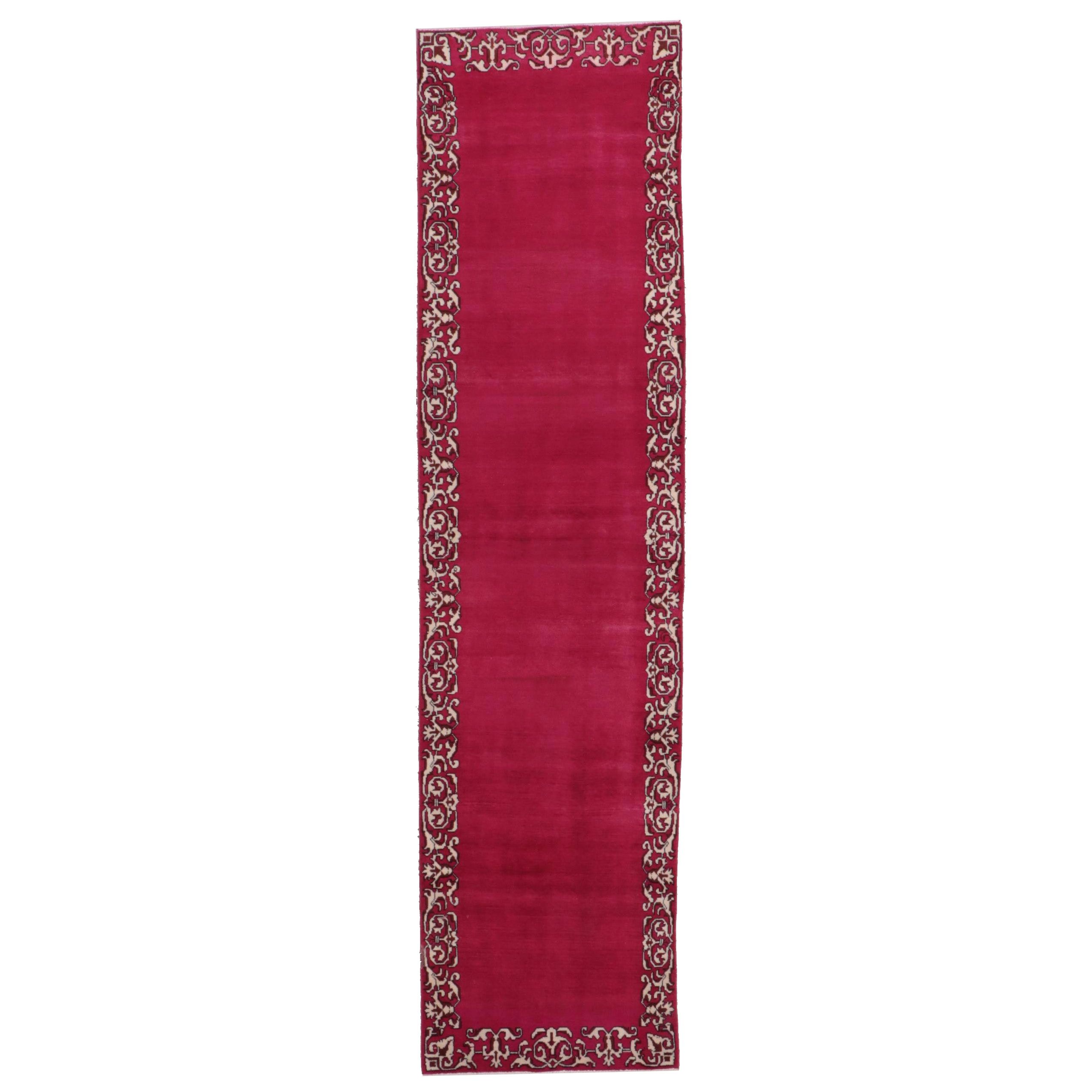 3'3 x 12'8 Hand-Knotted Chinese Art Deco Style Long Rug