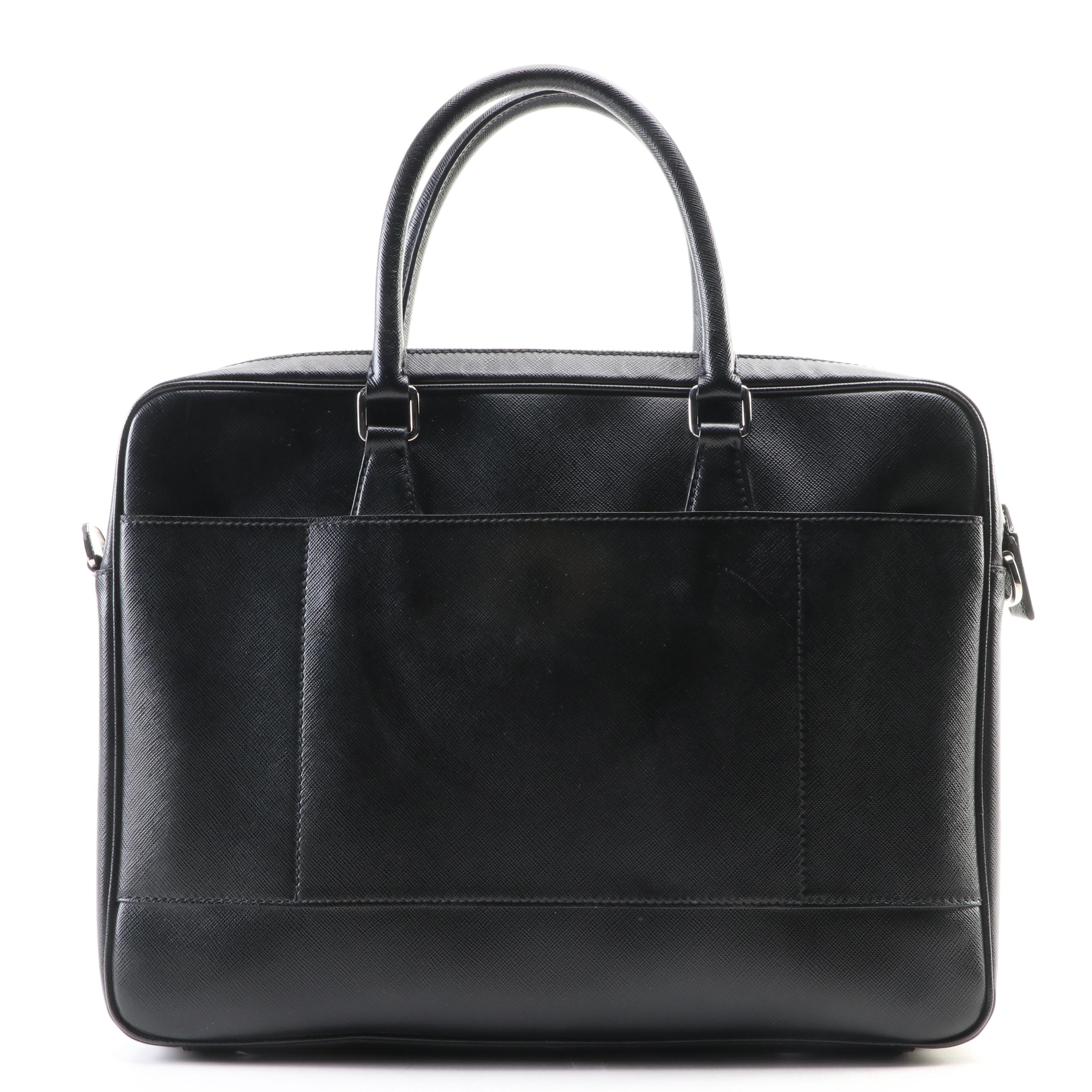Prada Slim Briefcase/Laptop Case in Black Saffiano Leather