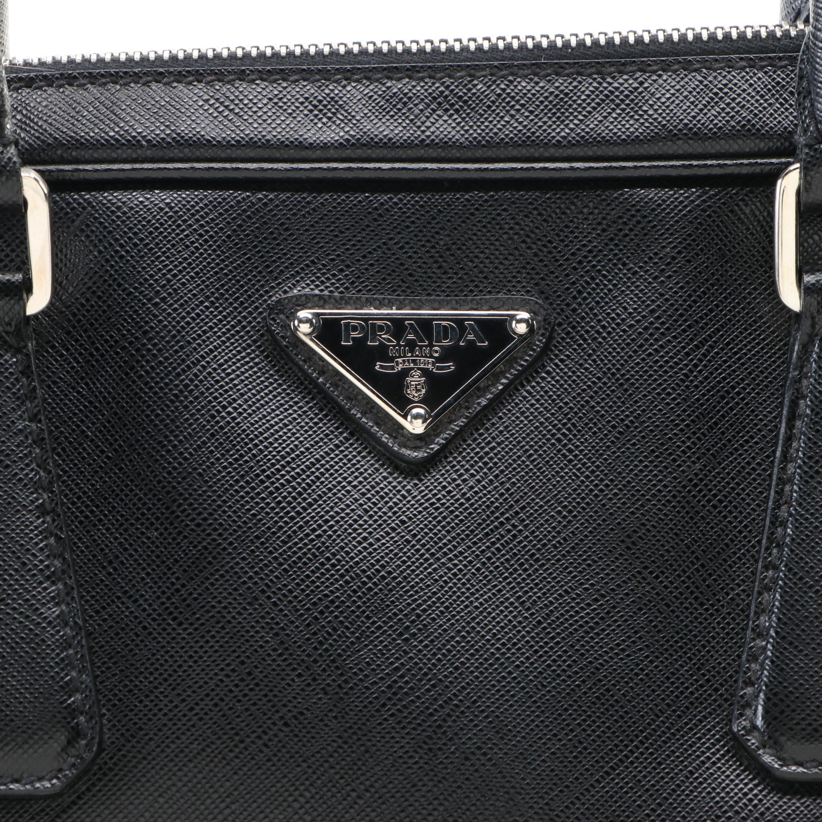 Prada Slim Briefcase/Laptop Case in Black Saffiano Leather