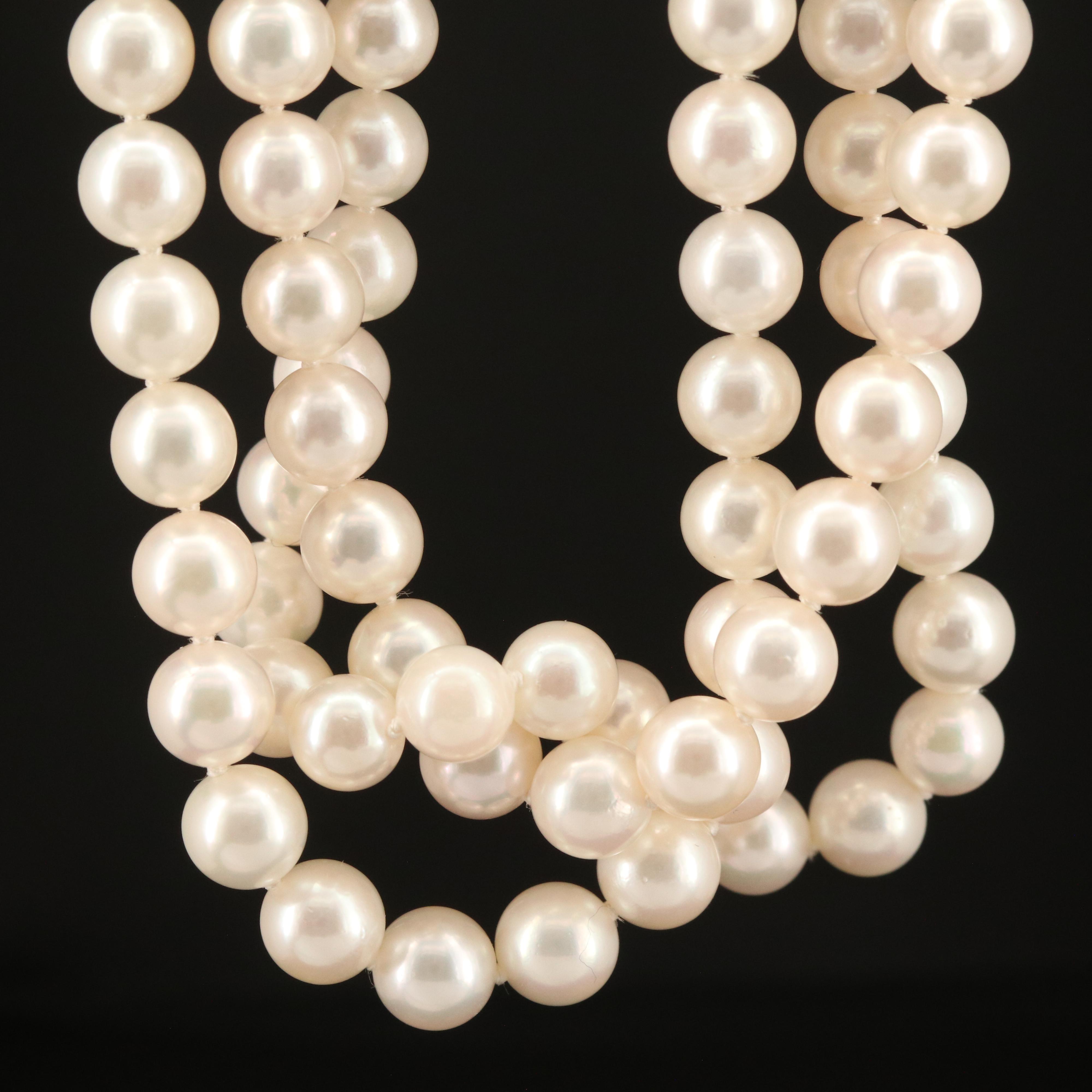Pearl Triple Strand Necklace with 18K Mabé Pearl and Diamond Clasp