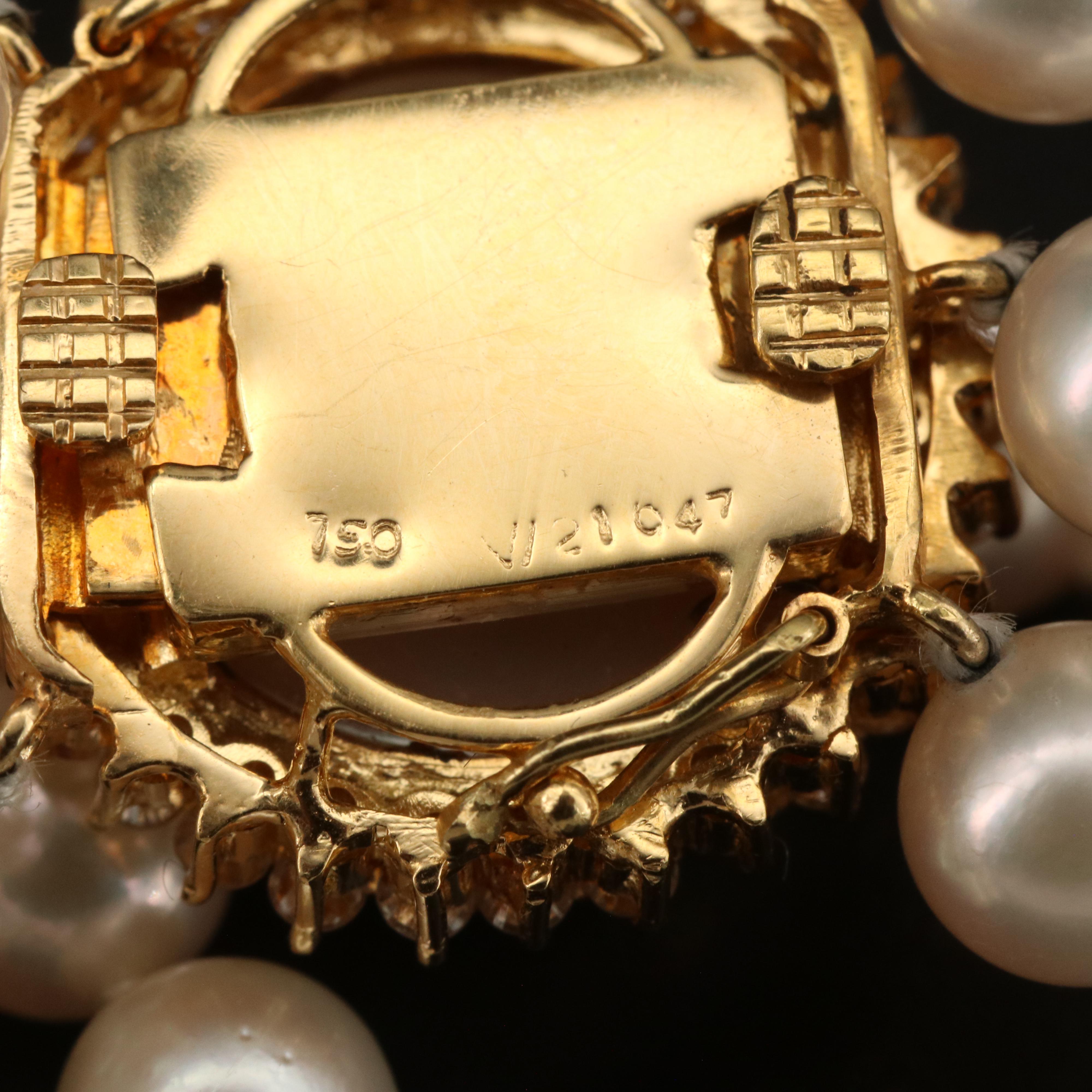 Pearl Triple Strand Necklace with 18K Mabé Pearl and Diamond Clasp