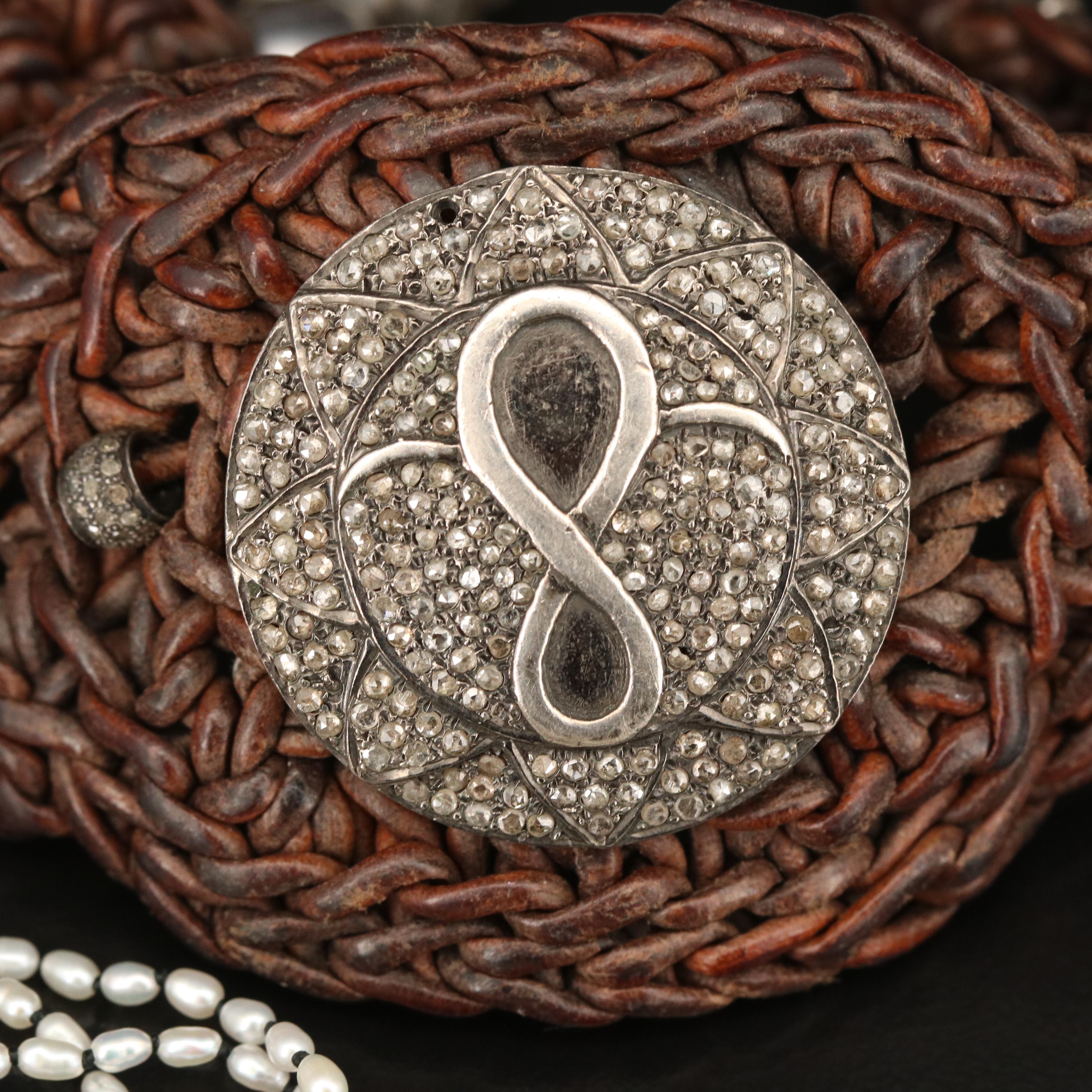 Diamond and Pearl Woven Necklaces Including Sterling Woven Infinity Bracelet
