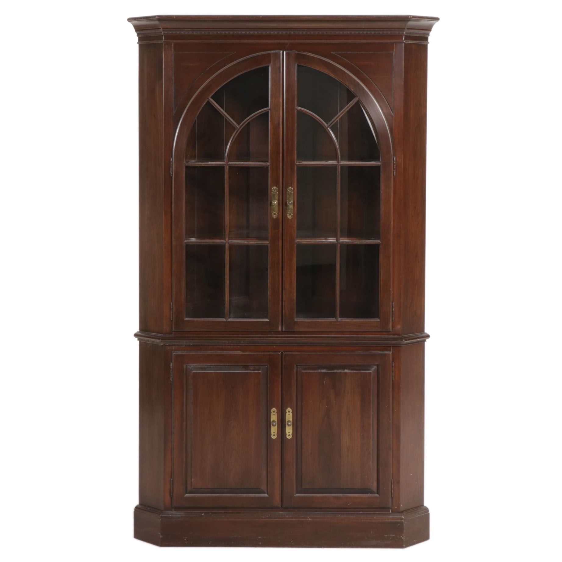 Ethan Allen "Georgian Court" Cherry Illuminated Corner Cabinet