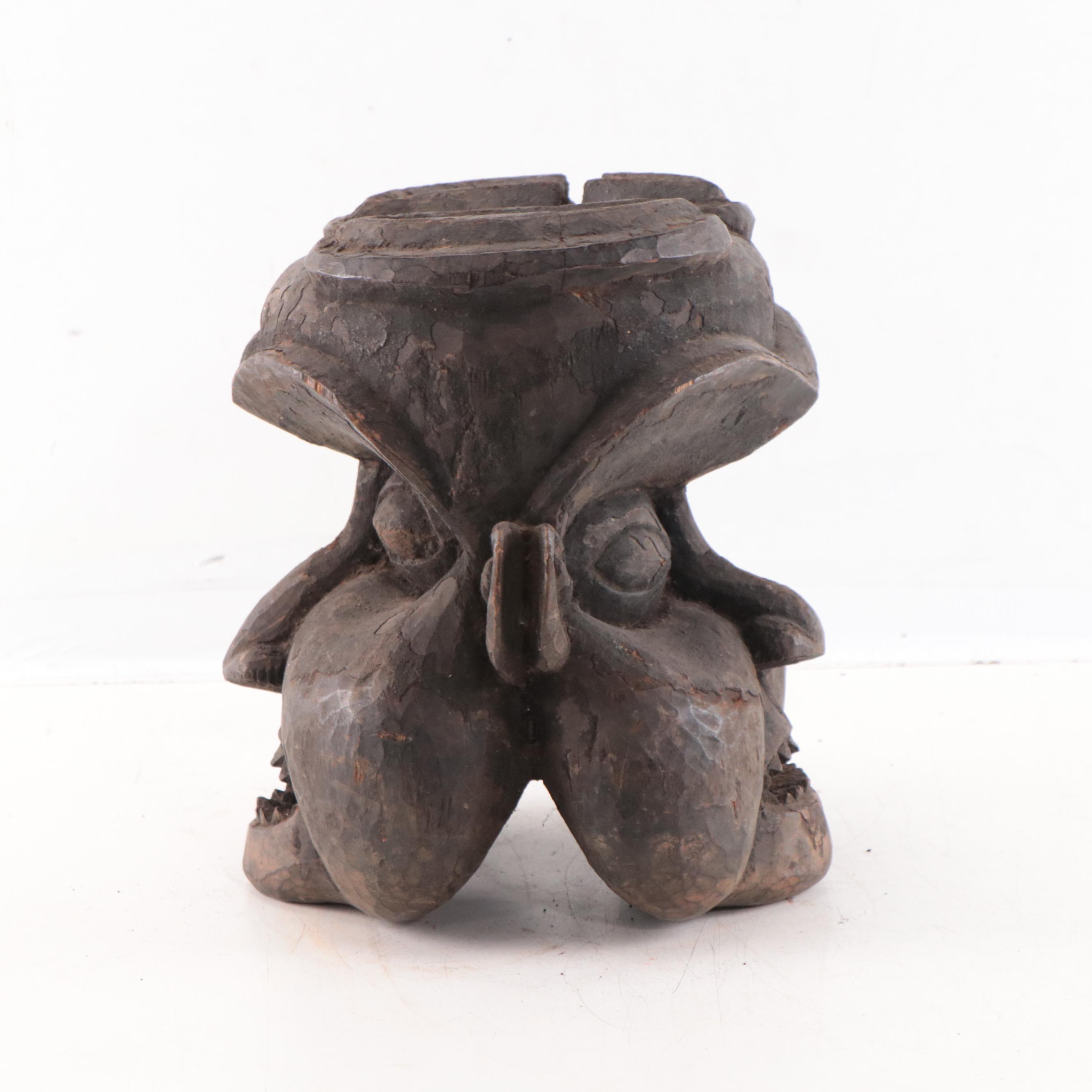 Grassfields Wooden Janus Helmet Mask, Cameroon