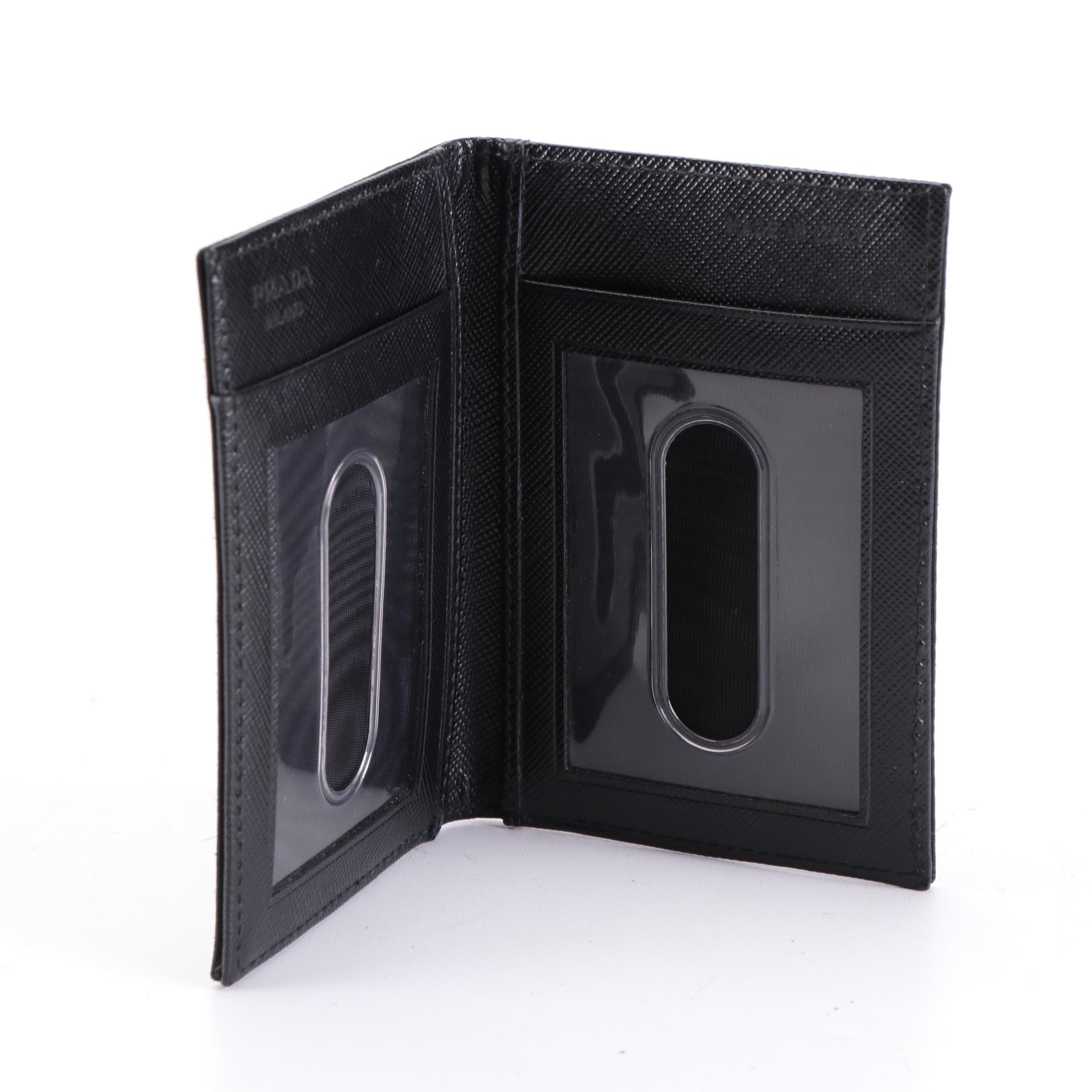 Prada Nylon and Saffiano Leather Card Case with Box