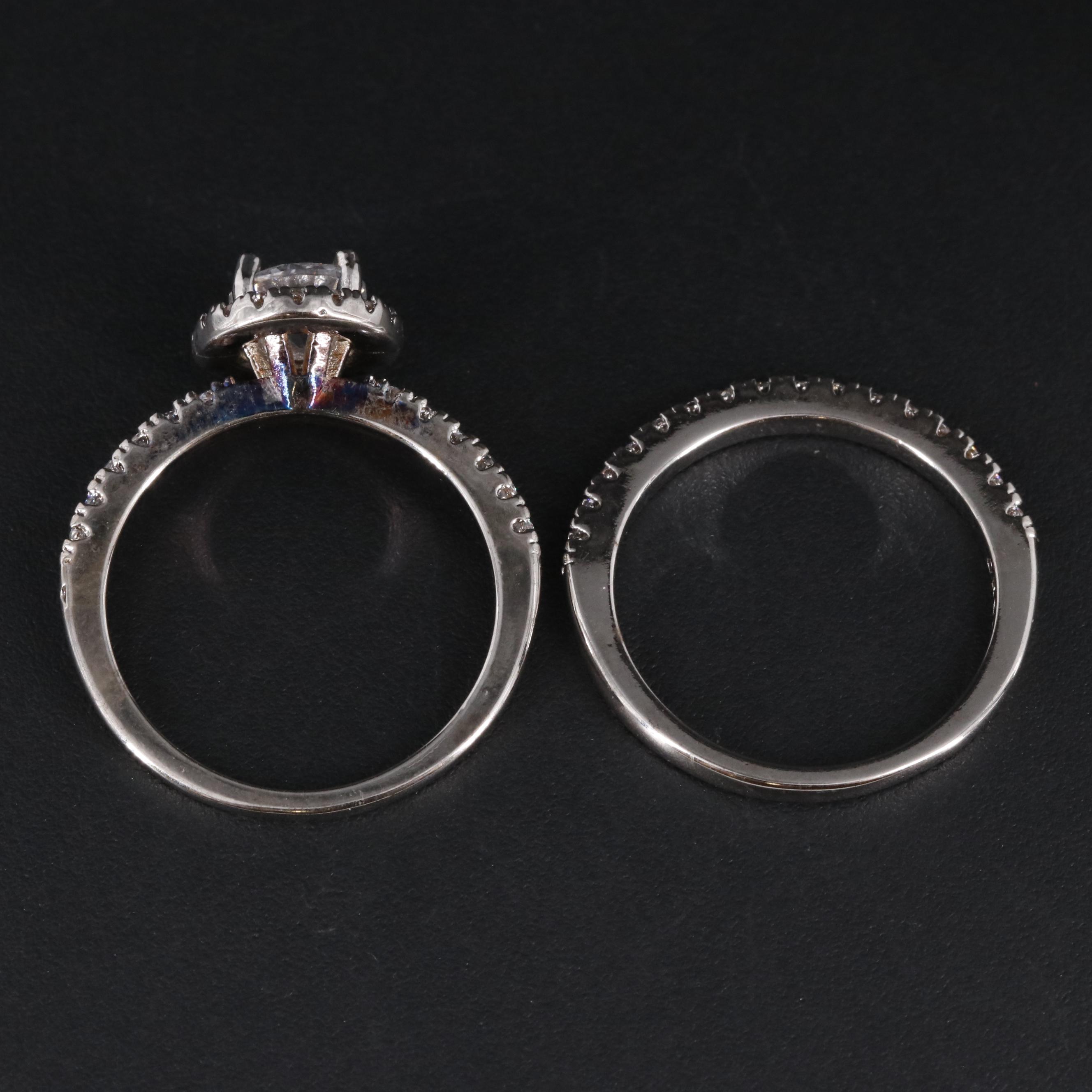 White Cubic Zirconia Brass Ring and Band