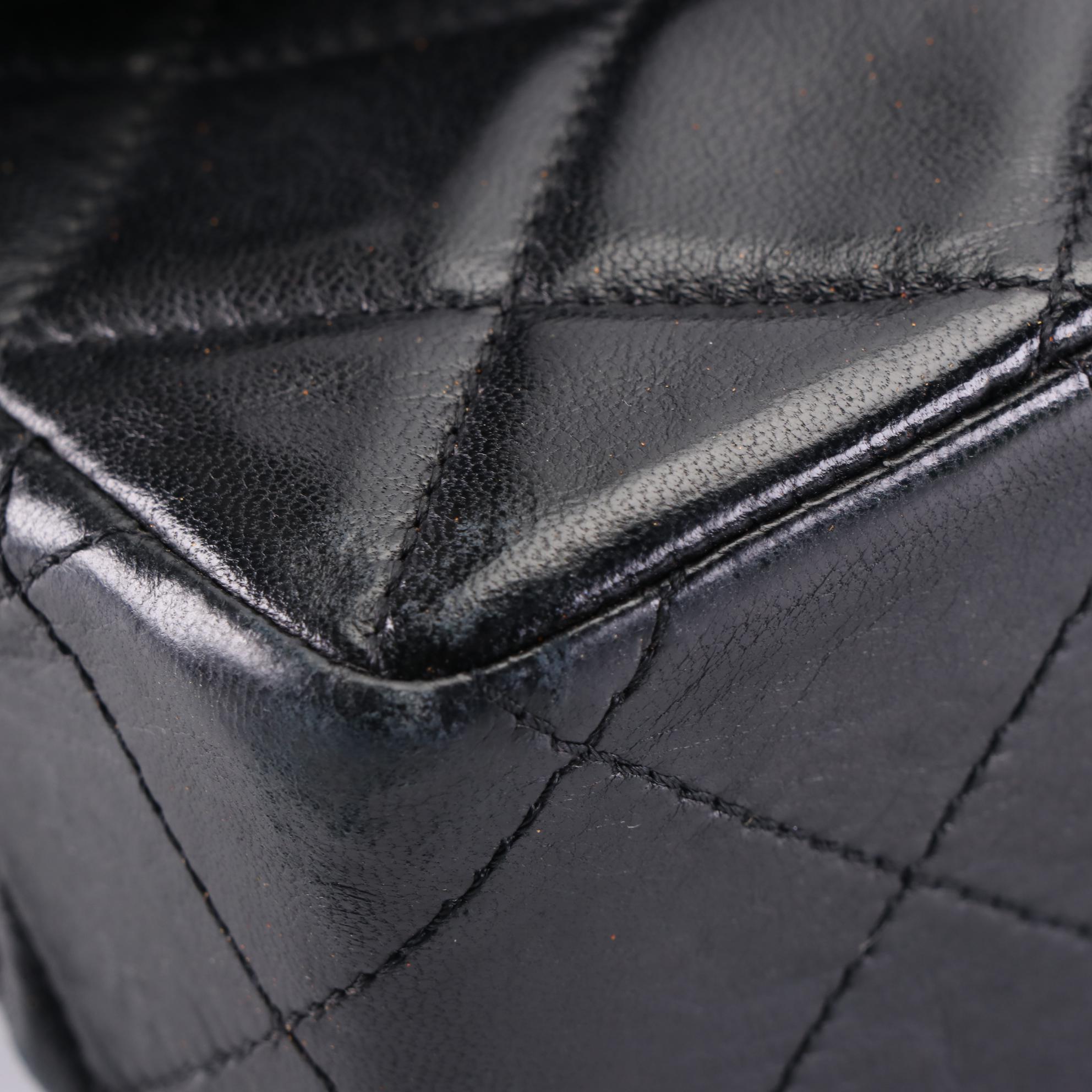 Chanel Double Flap Shoulder Bag in Black Quilted Lambskin