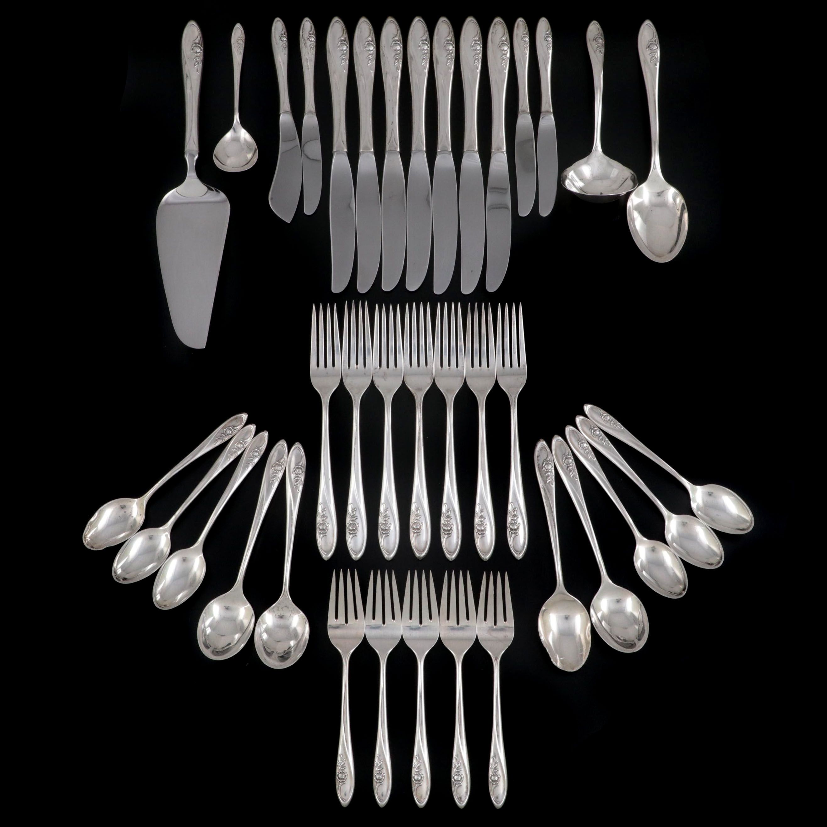 Towle "Sculptural Rose" Sterling Silver Flatware and Serving Utensils