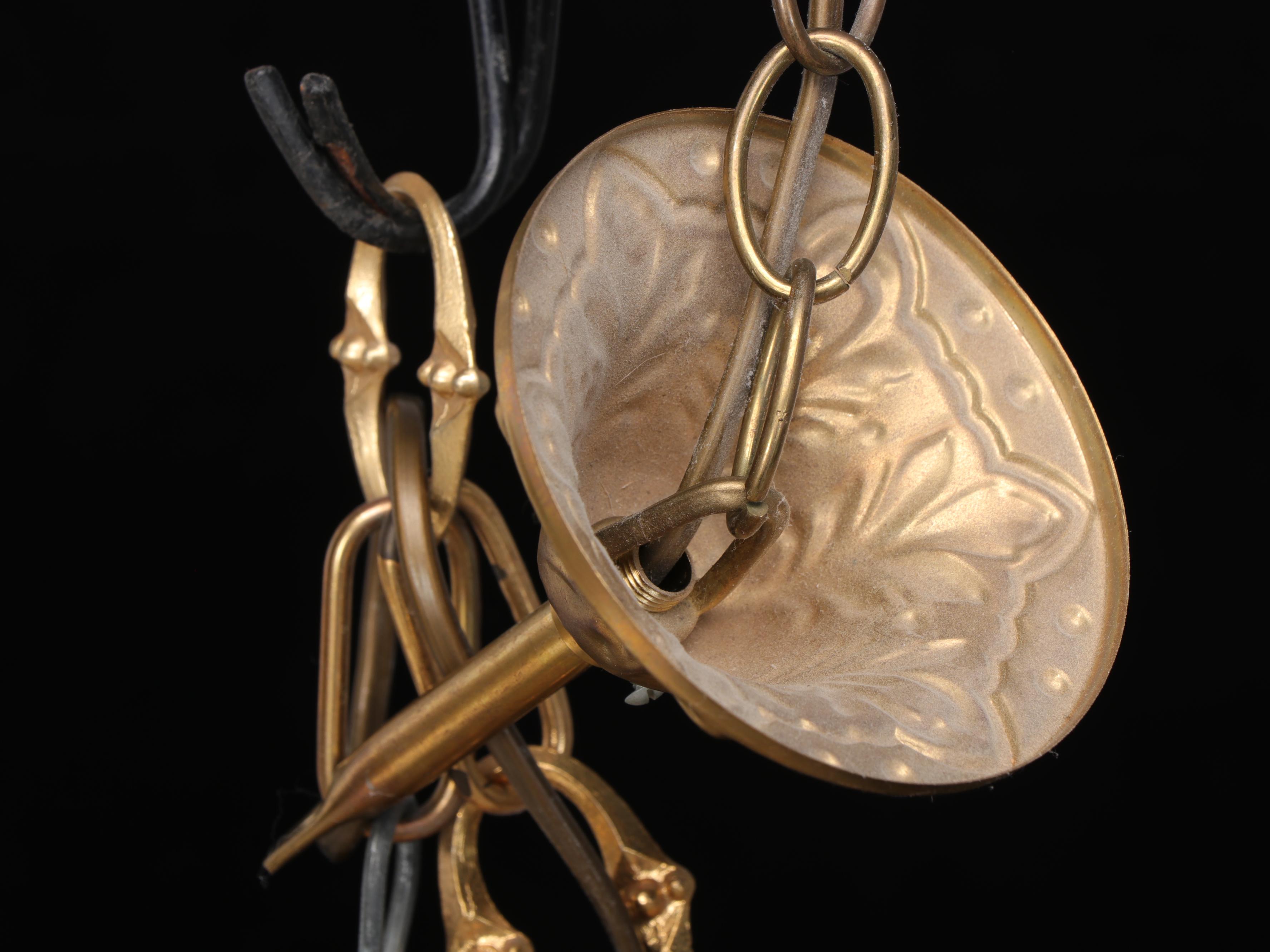 Hollywood Regency Gilt Metal and Crystal Swag Pendant, Mid-20th Century