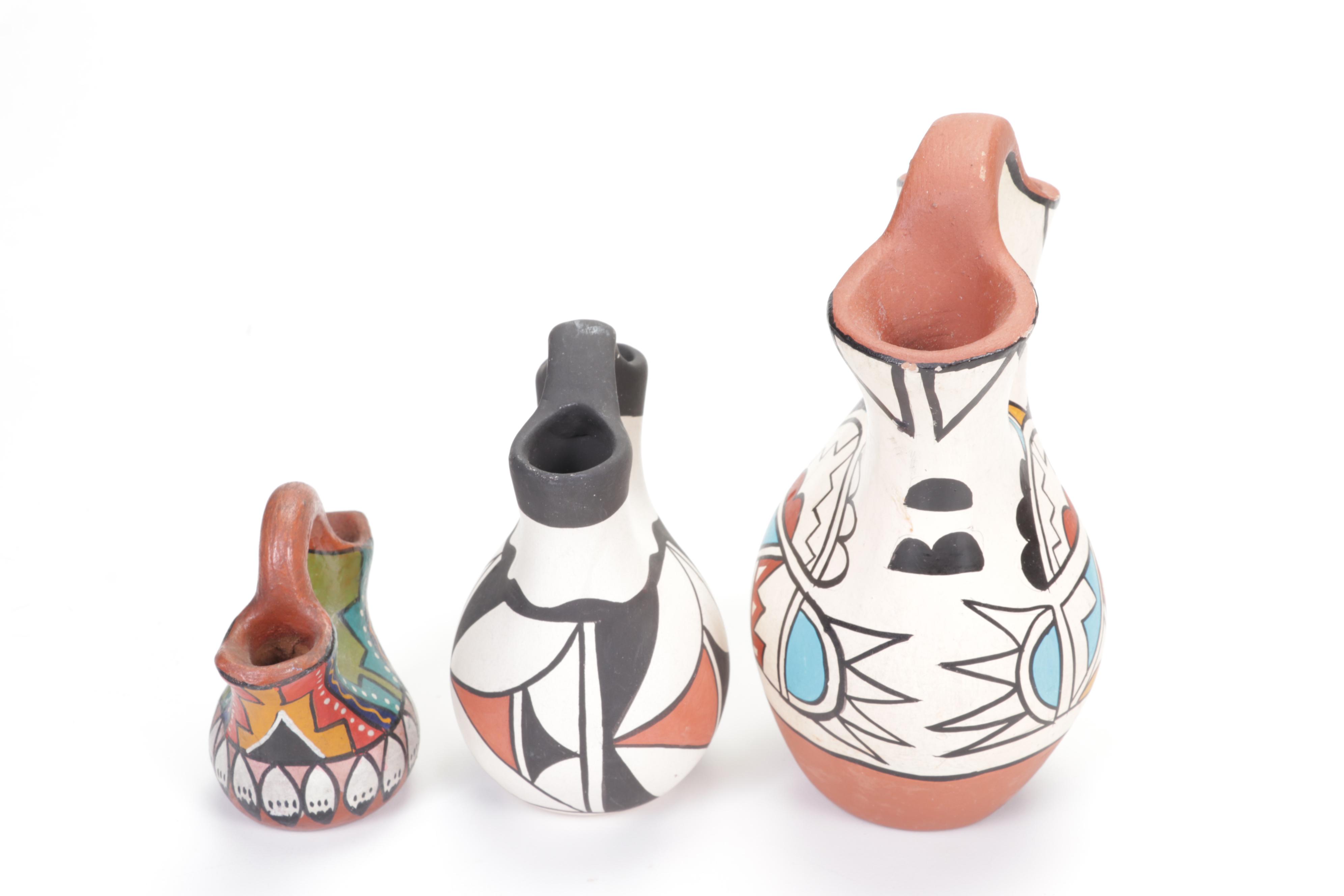 Native American Handmade Earthenware Wedding Vases and Other Pots