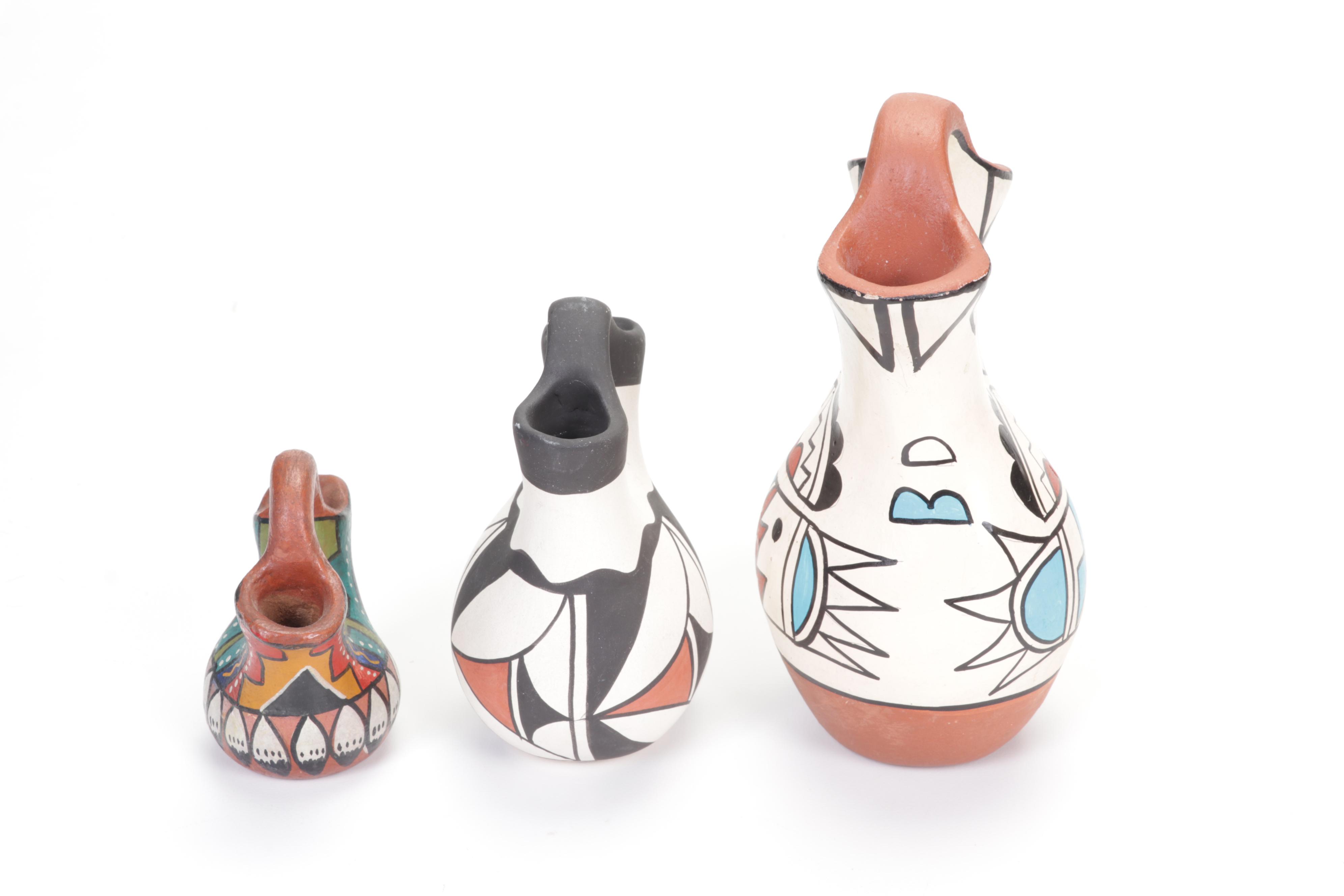 Native American Handmade Earthenware Wedding Vases and Other Pots