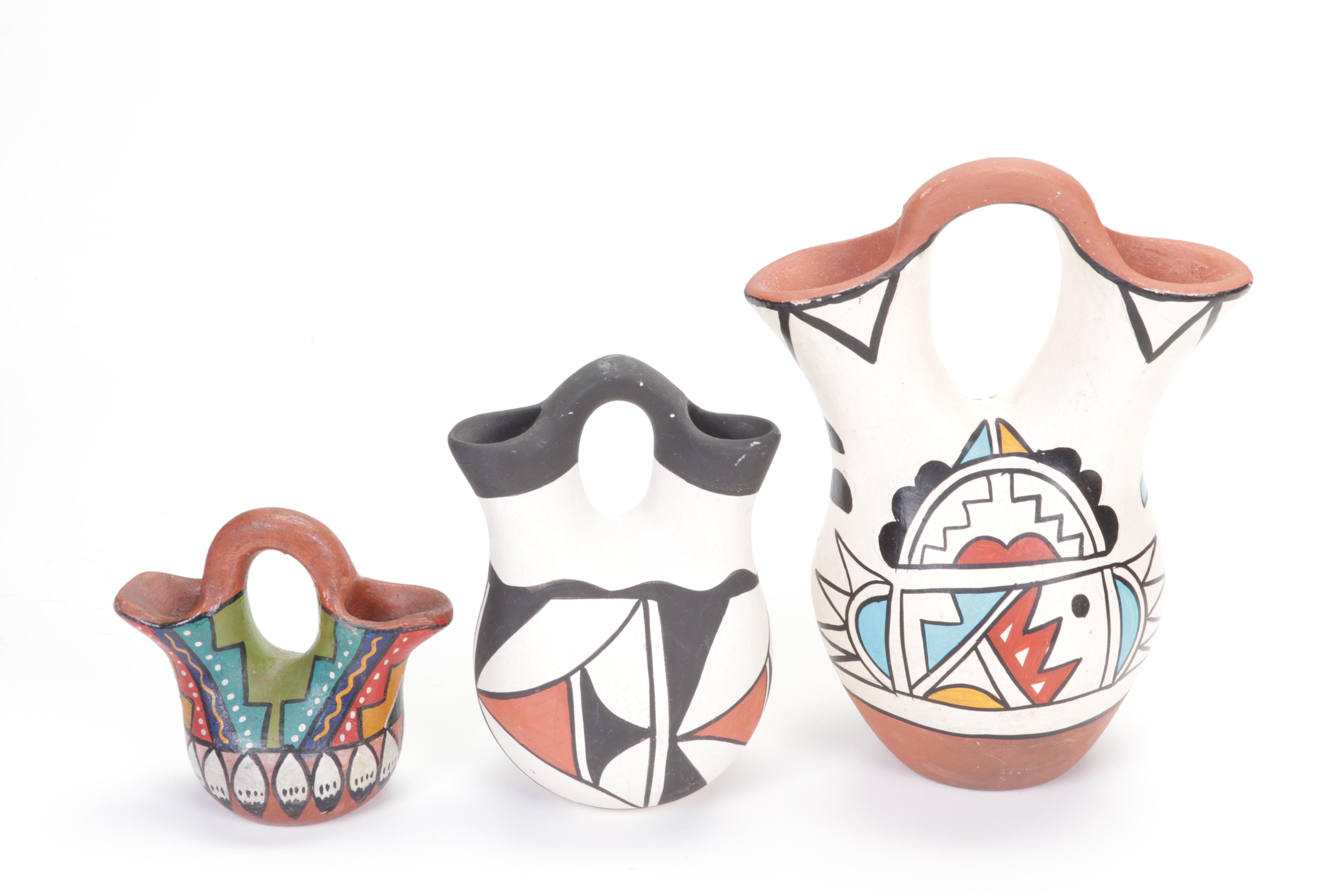 Native American Handmade Earthenware Wedding Vases and Other Pots