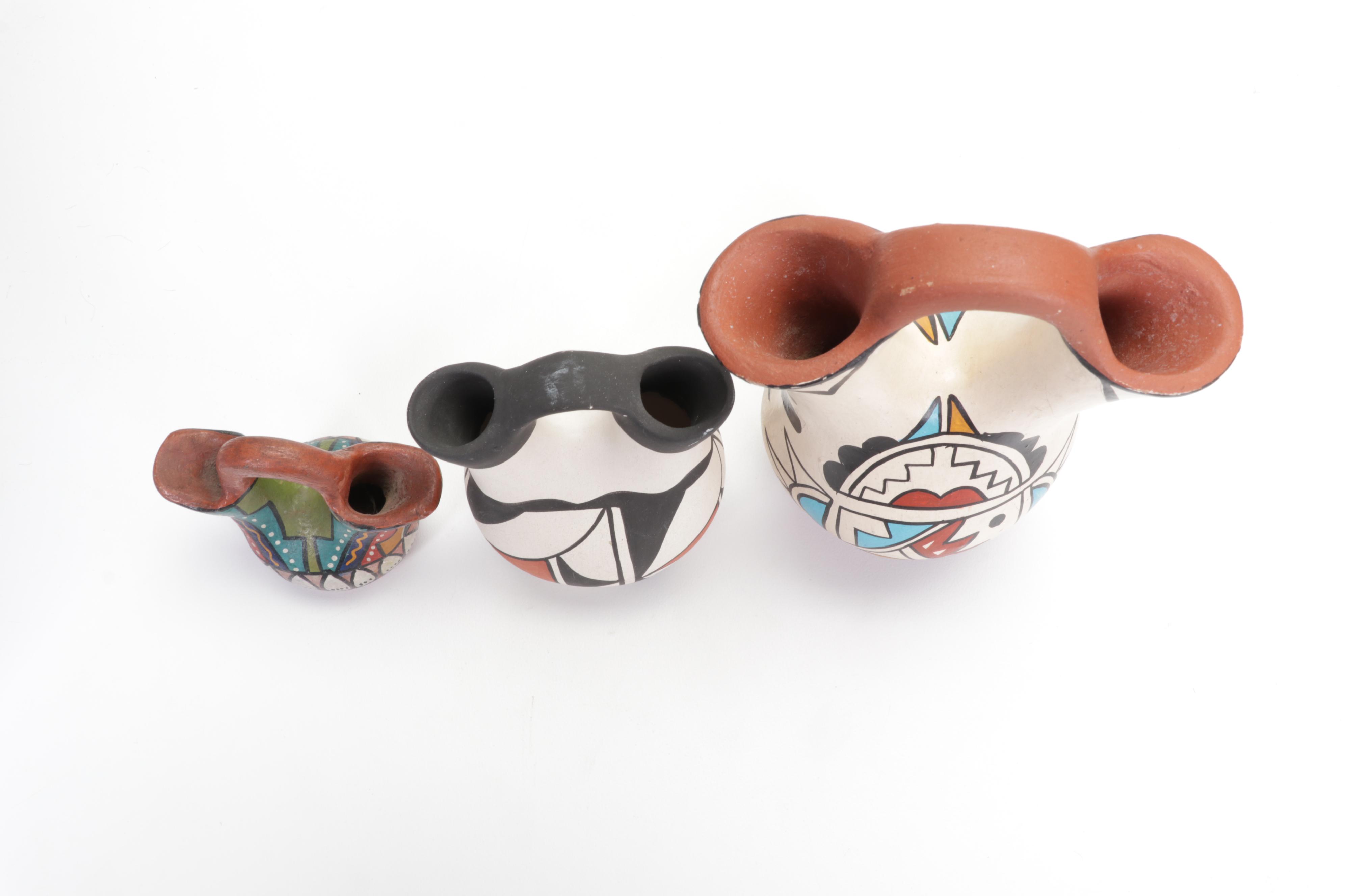 Native American Handmade Earthenware Wedding Vases and Other Pots