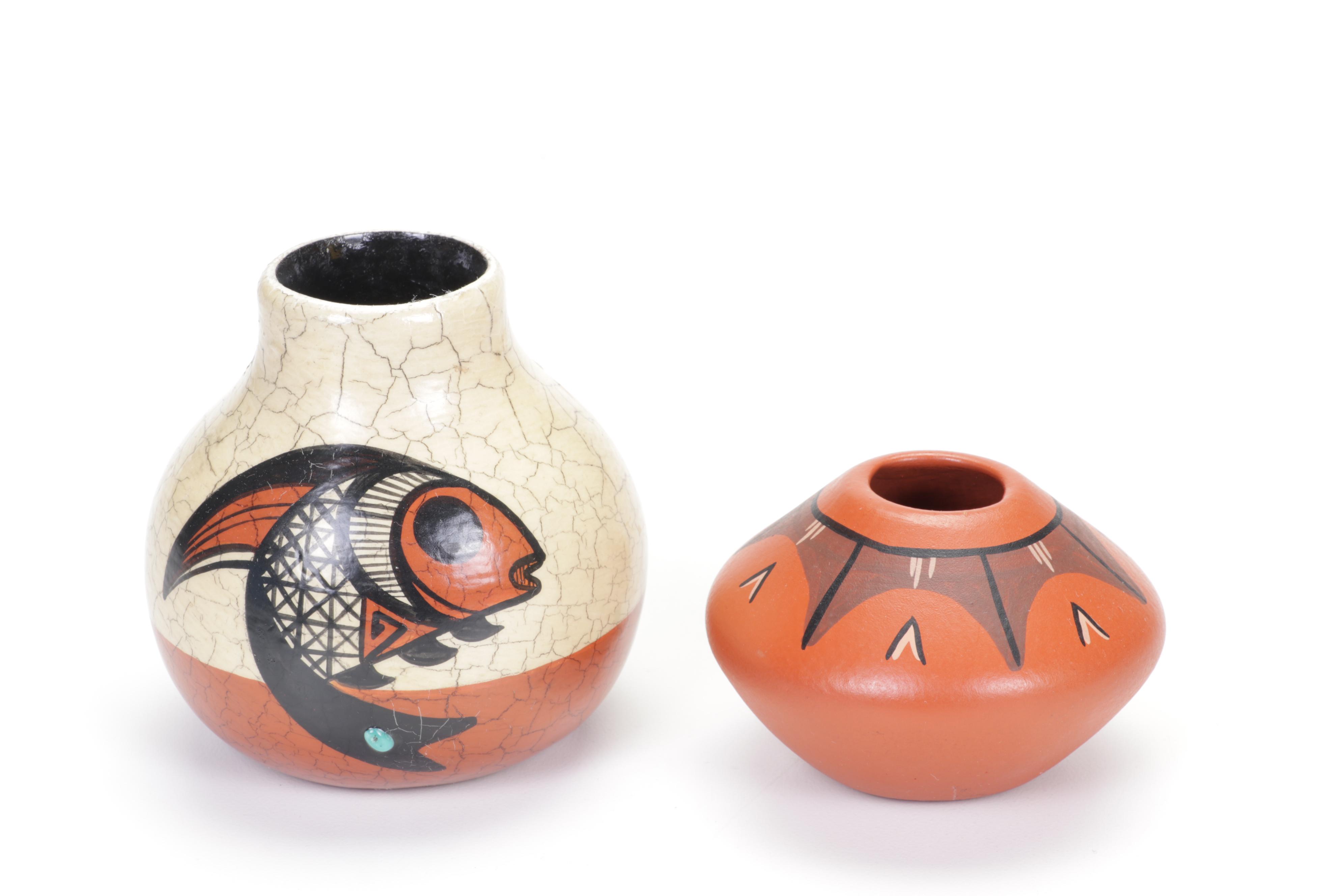 Native American Handmade Earthenware Wedding Vases and Other Pots