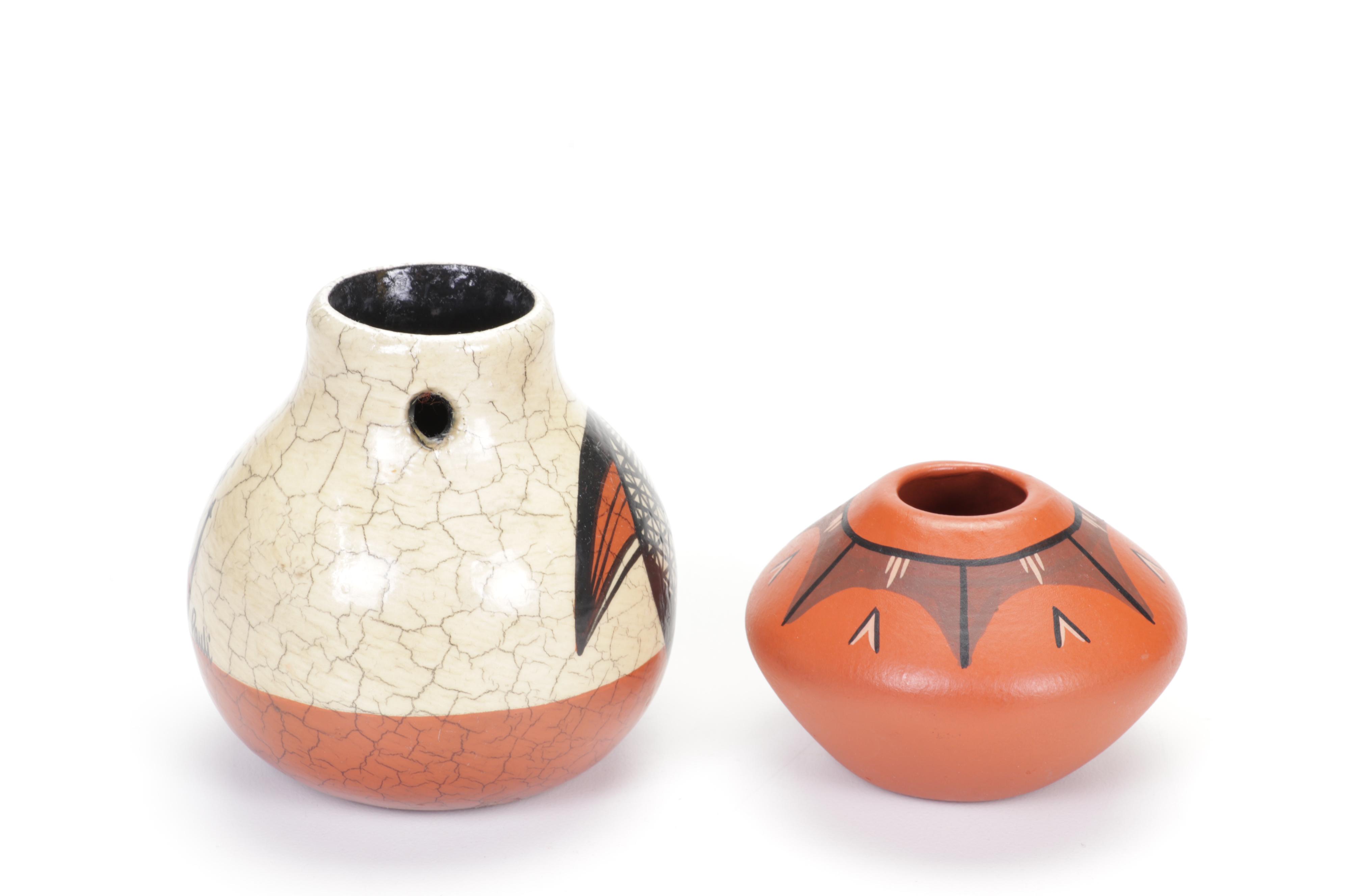 Native American Handmade Earthenware Wedding Vases and Other Pots