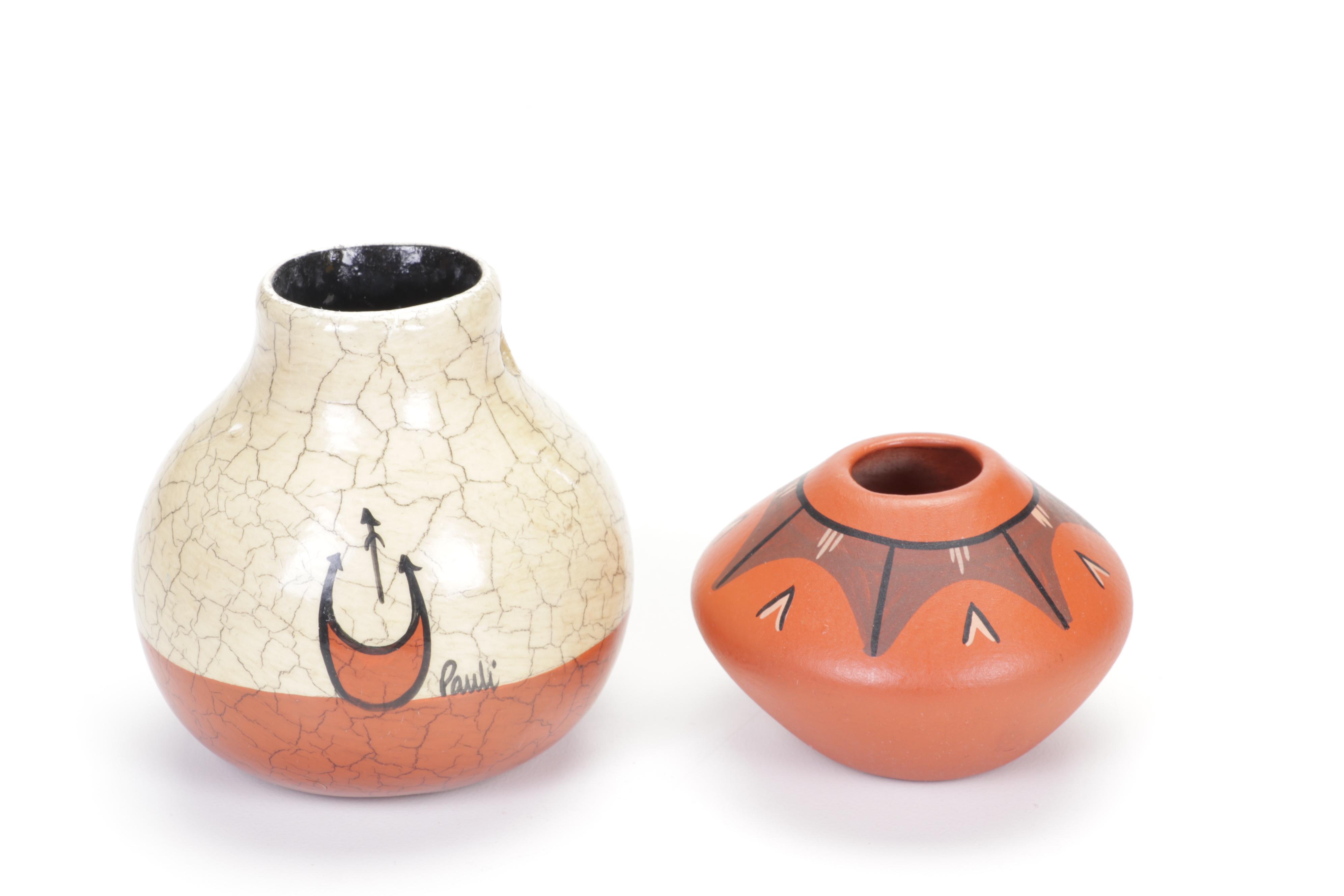 Native American Handmade Earthenware Wedding Vases and Other Pots