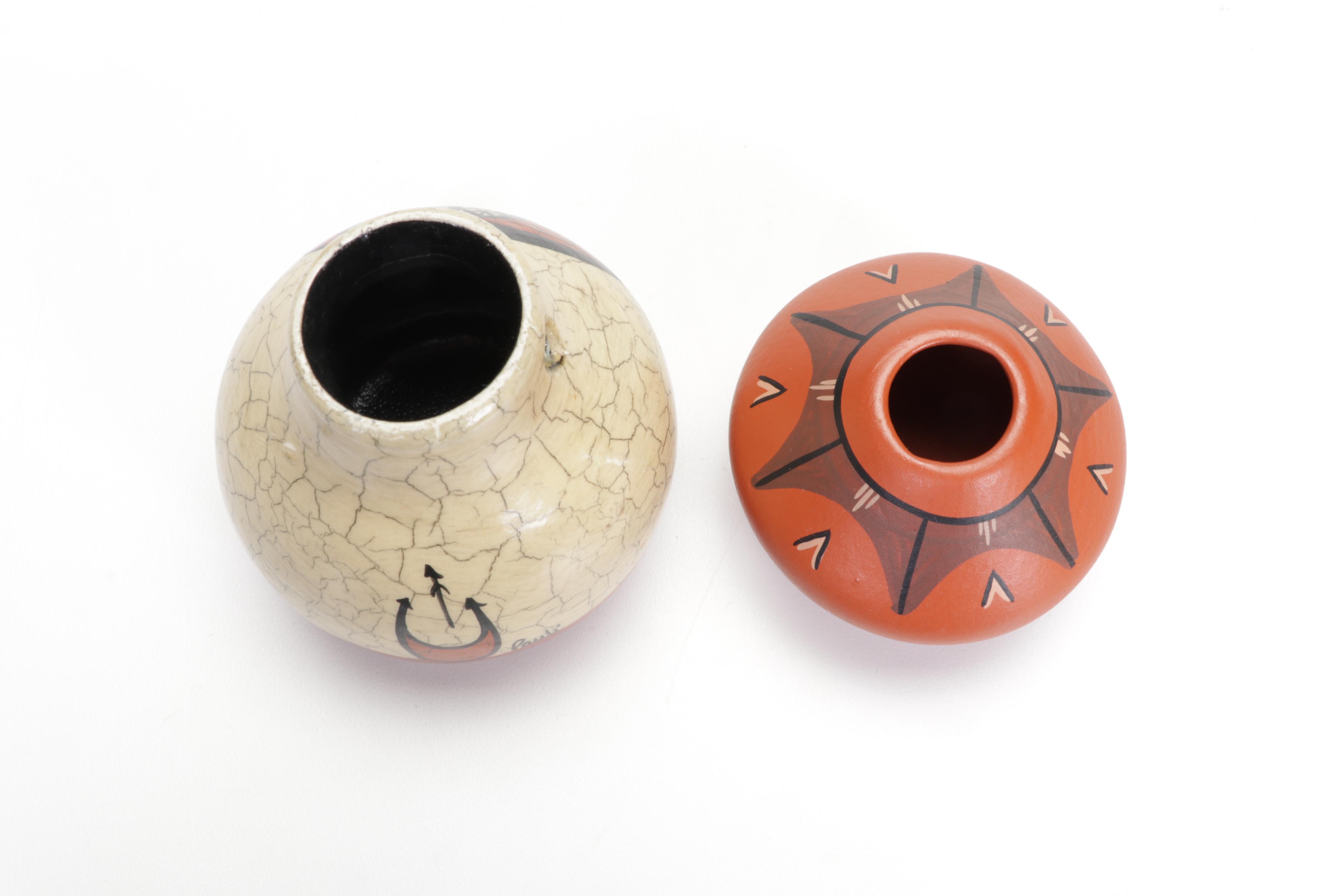 Native American Handmade Earthenware Wedding Vases and Other Pots