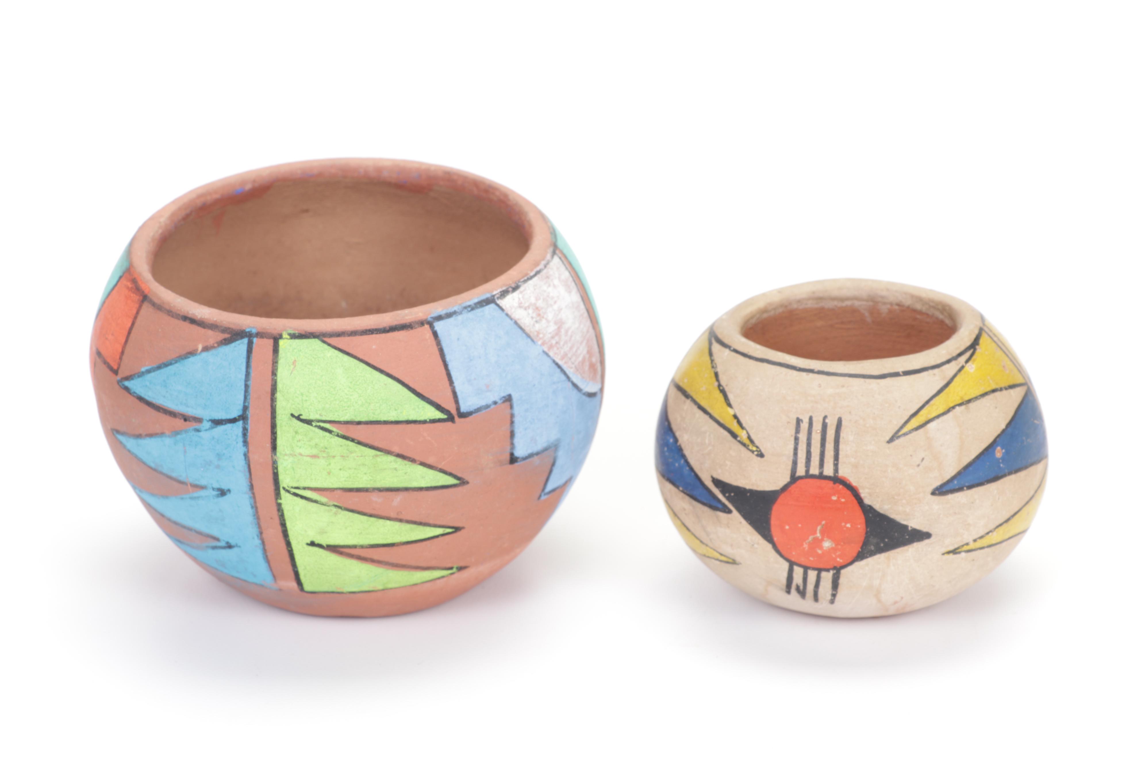 Native American Handmade Earthenware Wedding Vases and Other Pots
