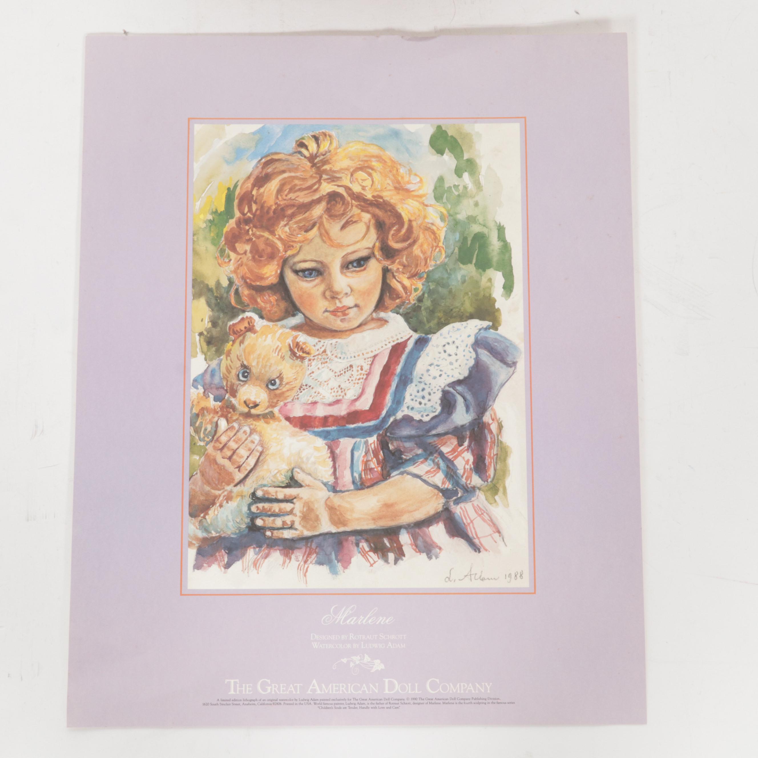 Hildegard Gunzel Doll and The Great American Doll Company Doll and Print