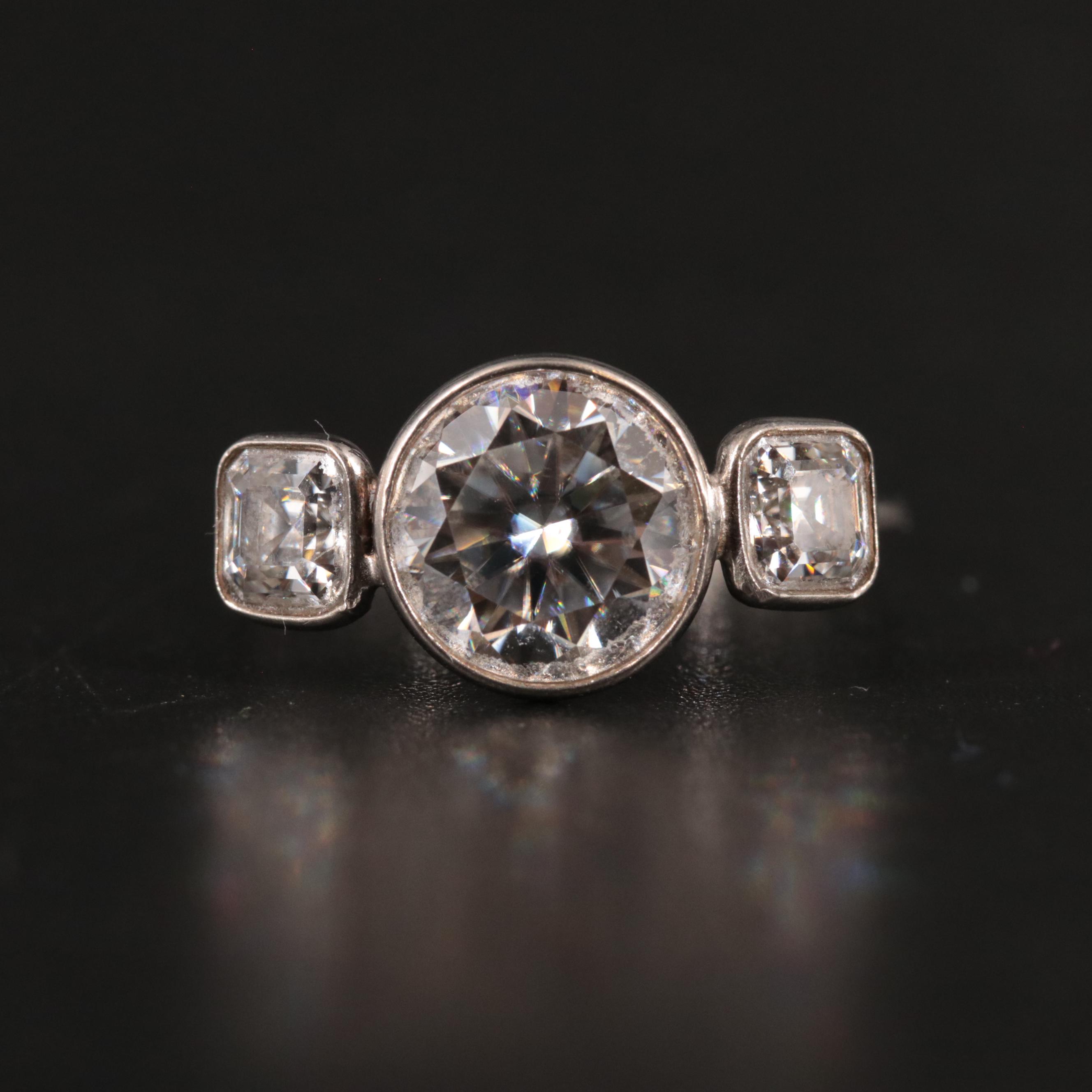 14K 2.41 CTW Moissanite Three Stone Ring