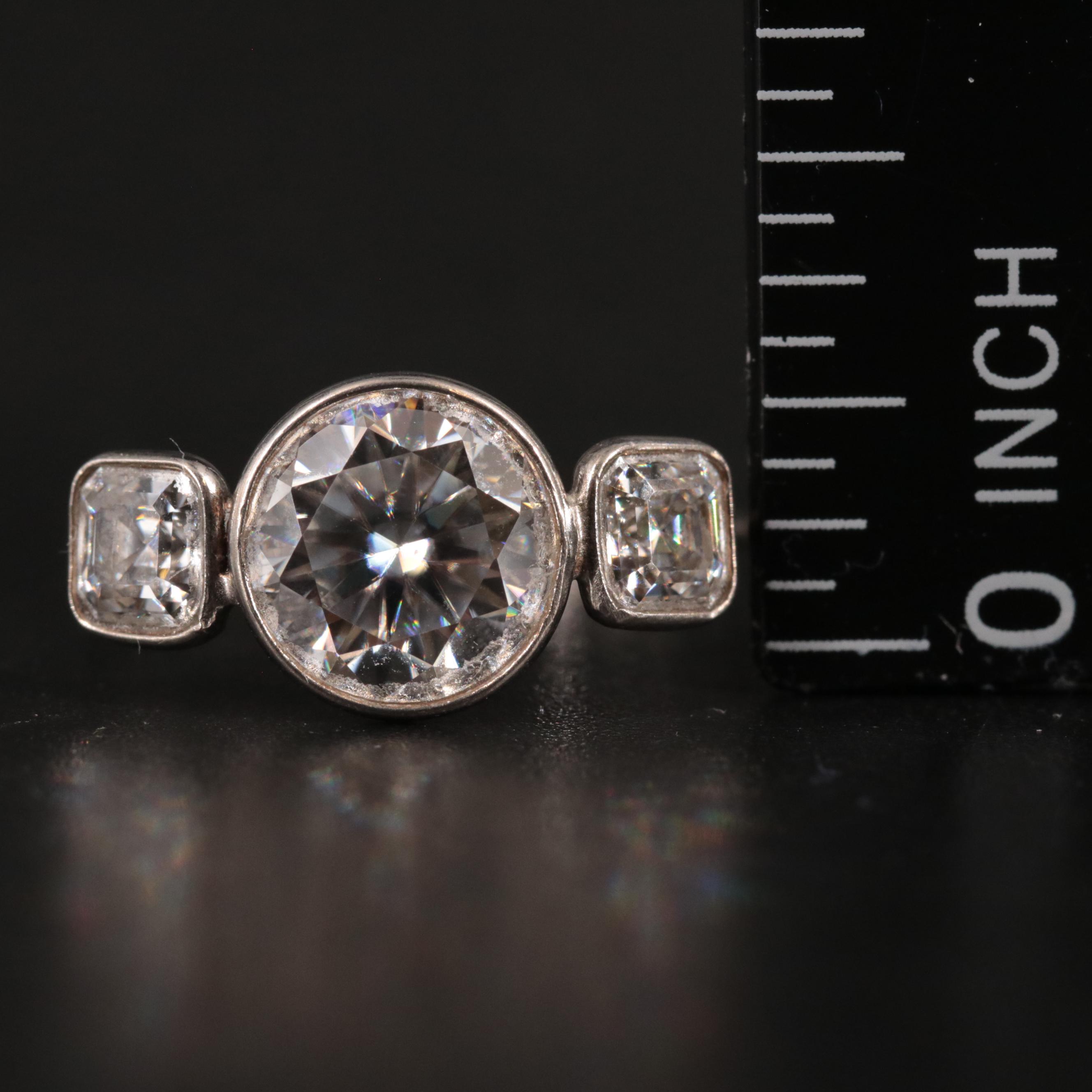 14K 2.41 CTW Moissanite Three Stone Ring