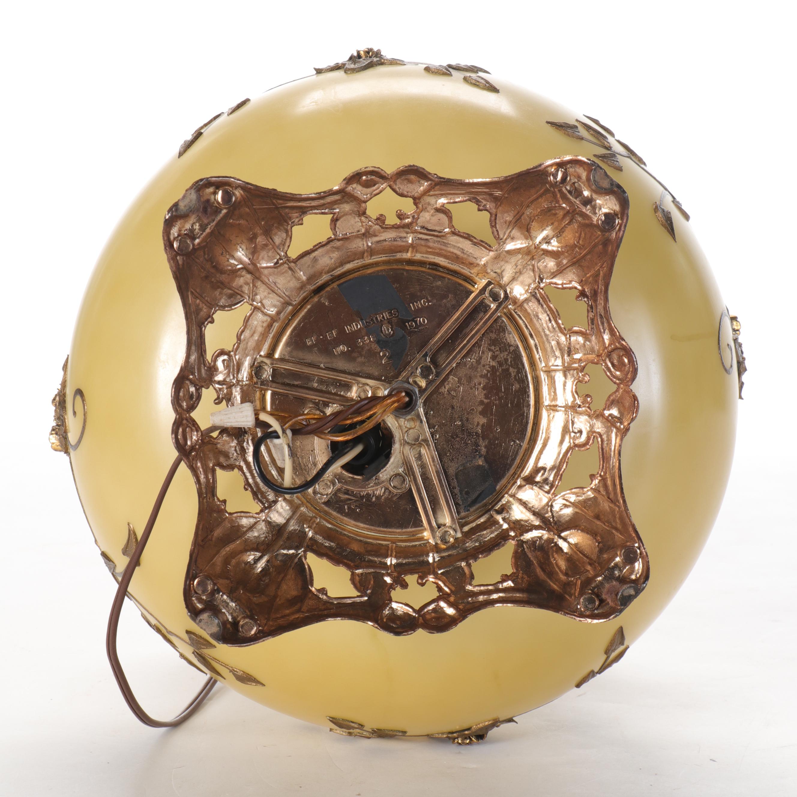 EF & EF Industries Yellow Floral Hollywood Regency Table Lamp, 1970