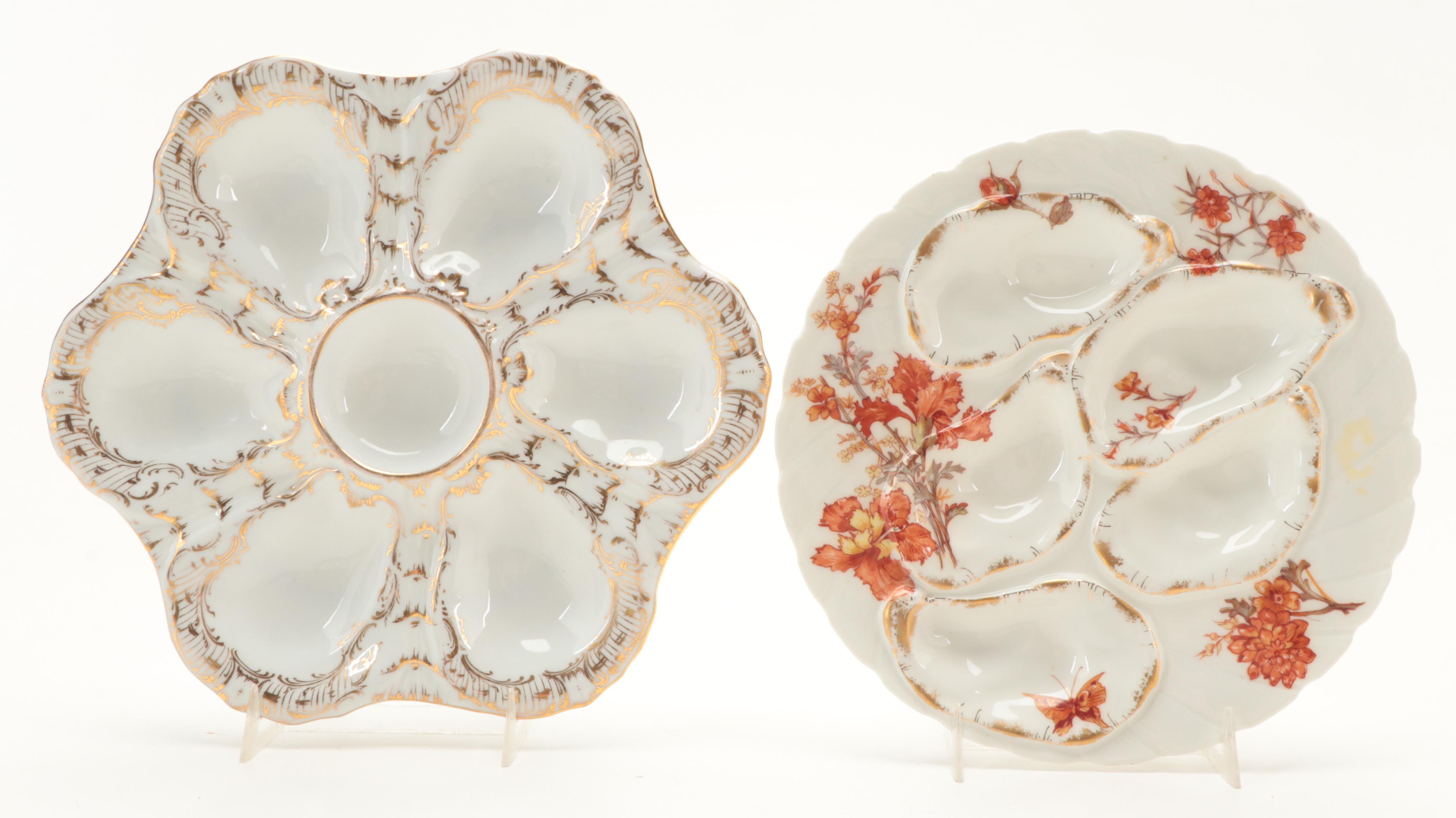 Continental European Porcelain Oyster Plates, Late 19th/ Early 20th Century