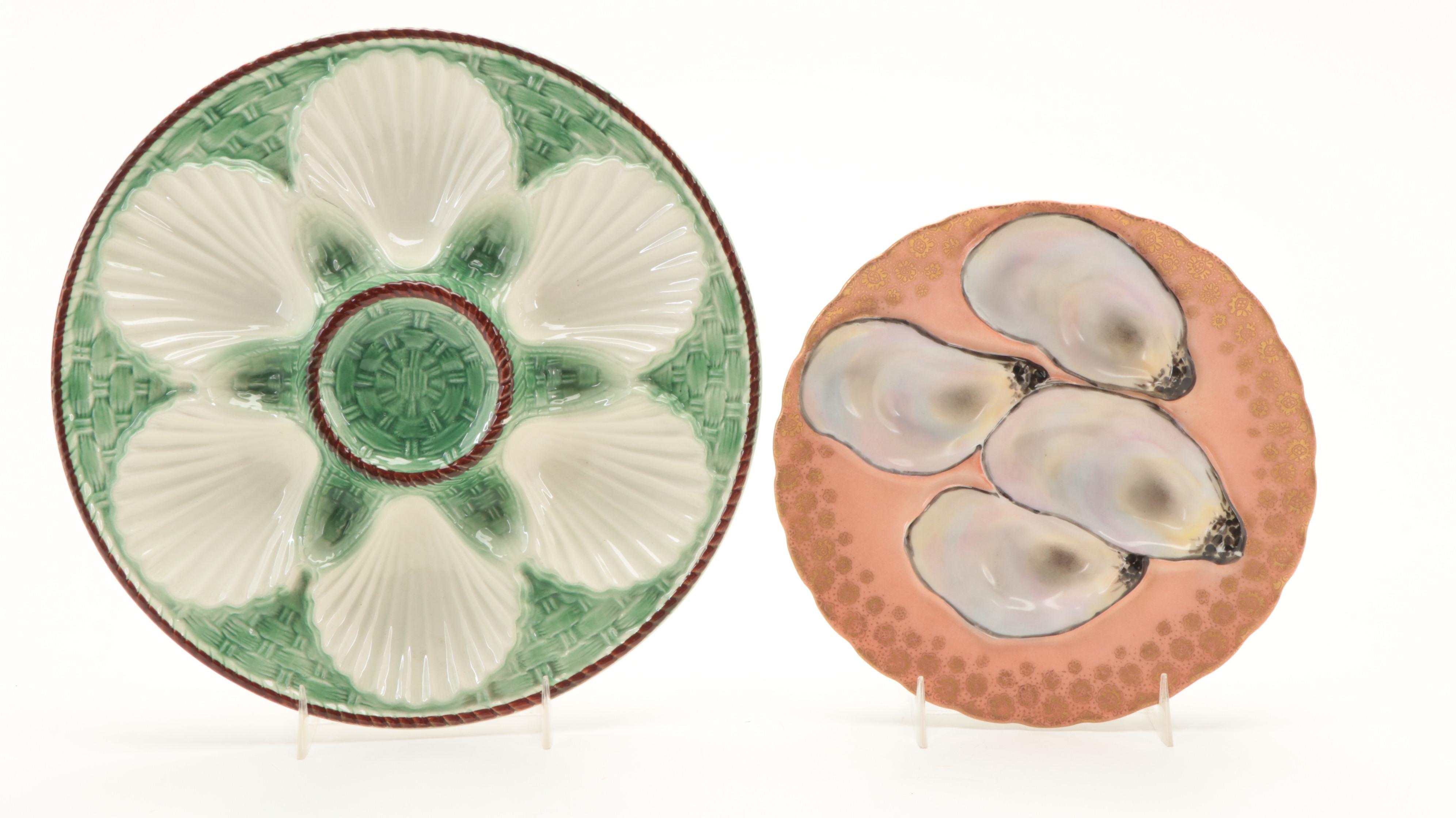 Continental European Porcelain Oyster Plates, Late 19th/ Early 20th Century