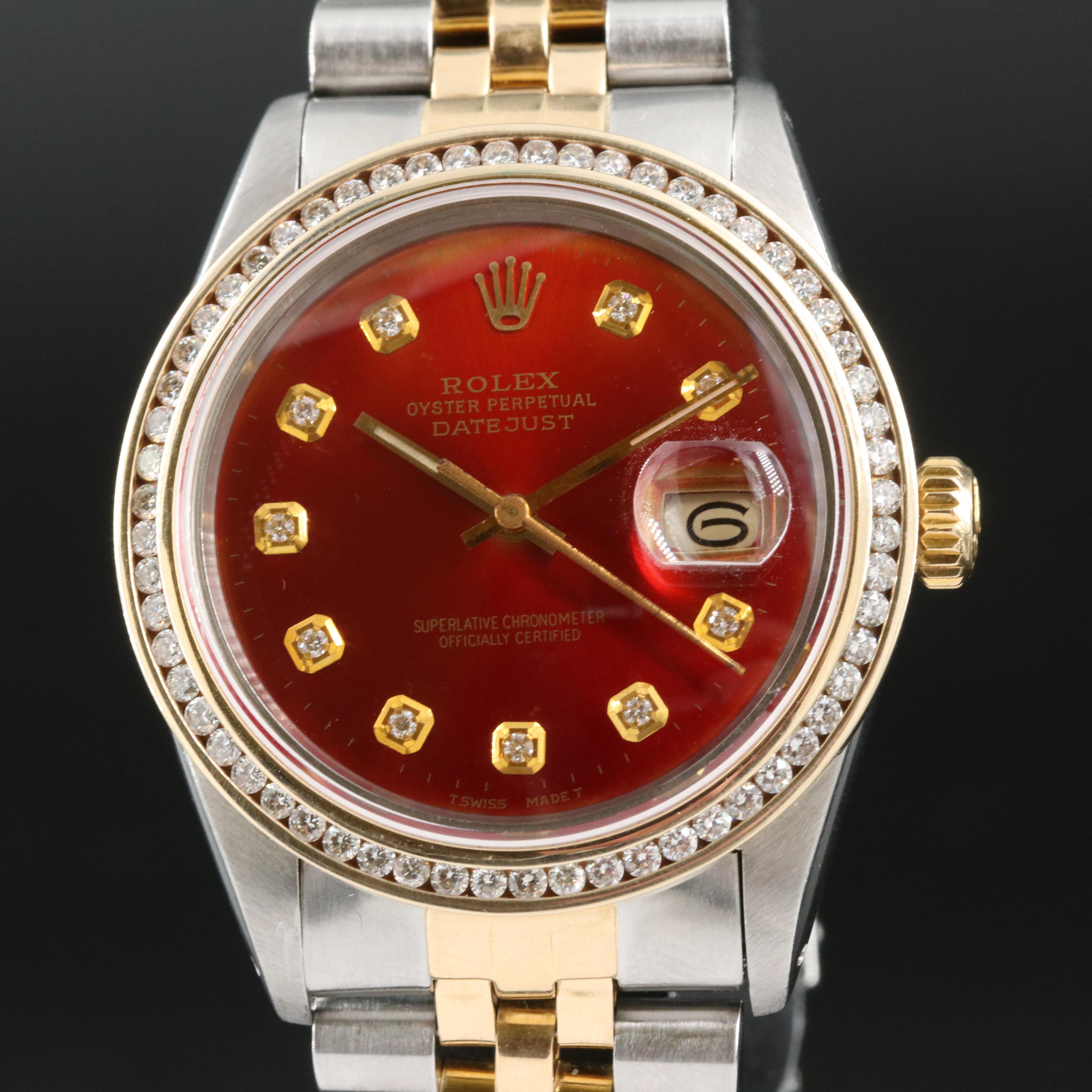 1983 Rolex Oyster Perpetual Datejust Custom Diamond Dial and Bezel Watch