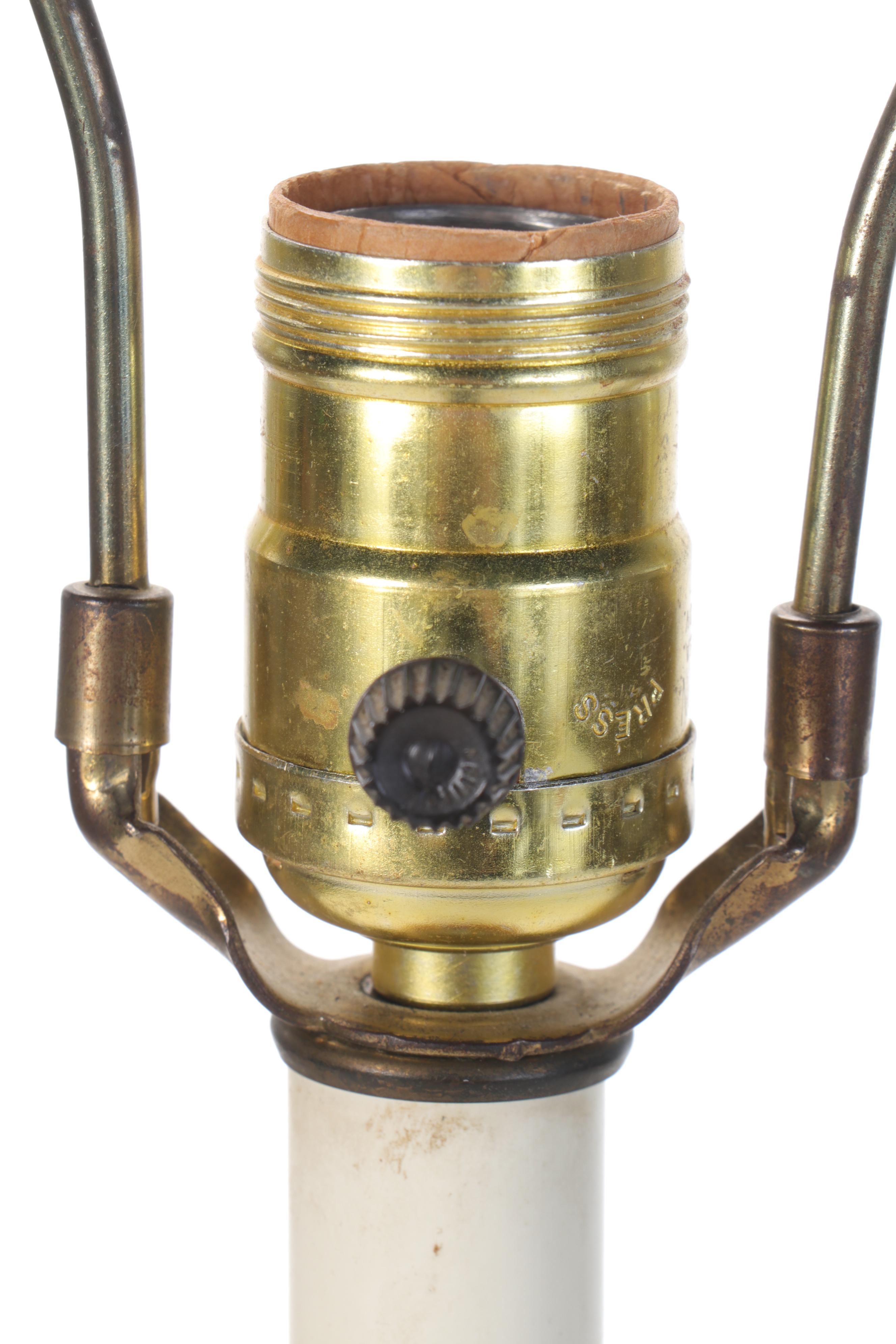 EF & EF Industries Gilt Enameled Amber Glass Table Lamp, Mid-20th Century