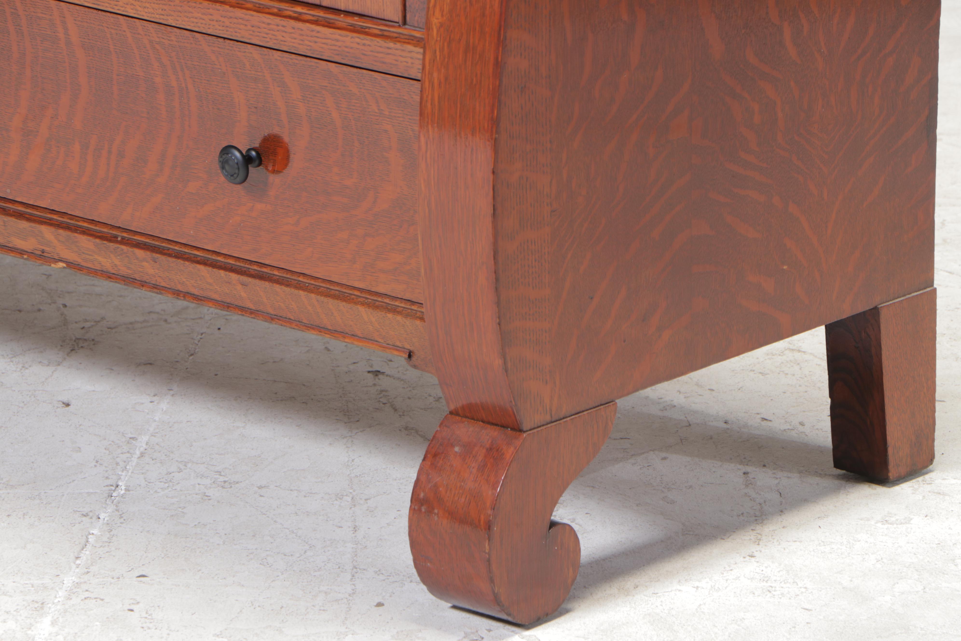 American Empire Revival Quartersawn Oak Sideboard, Early 20th Century
