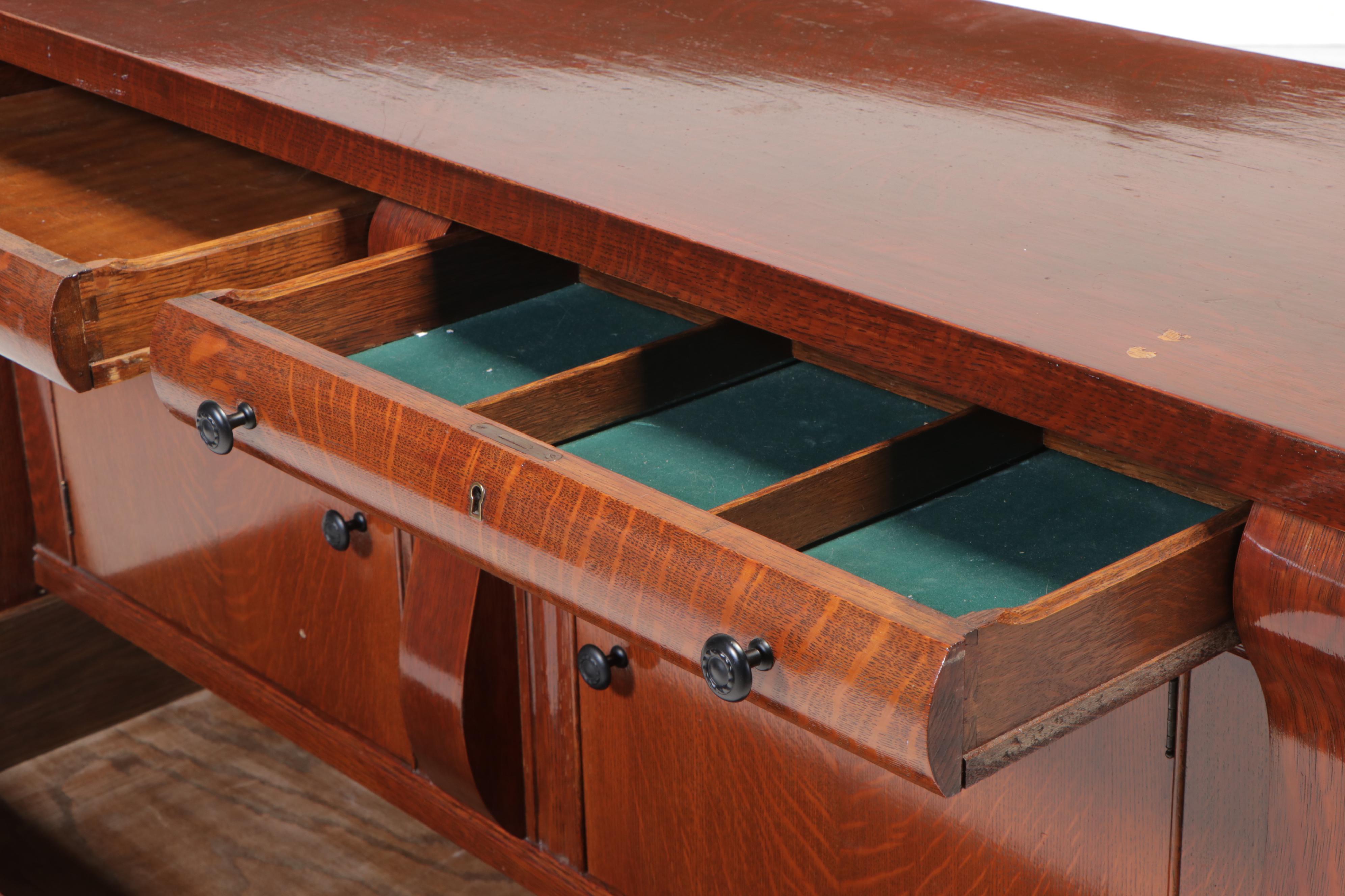 American Empire Revival Quartersawn Oak Sideboard, Early 20th Century