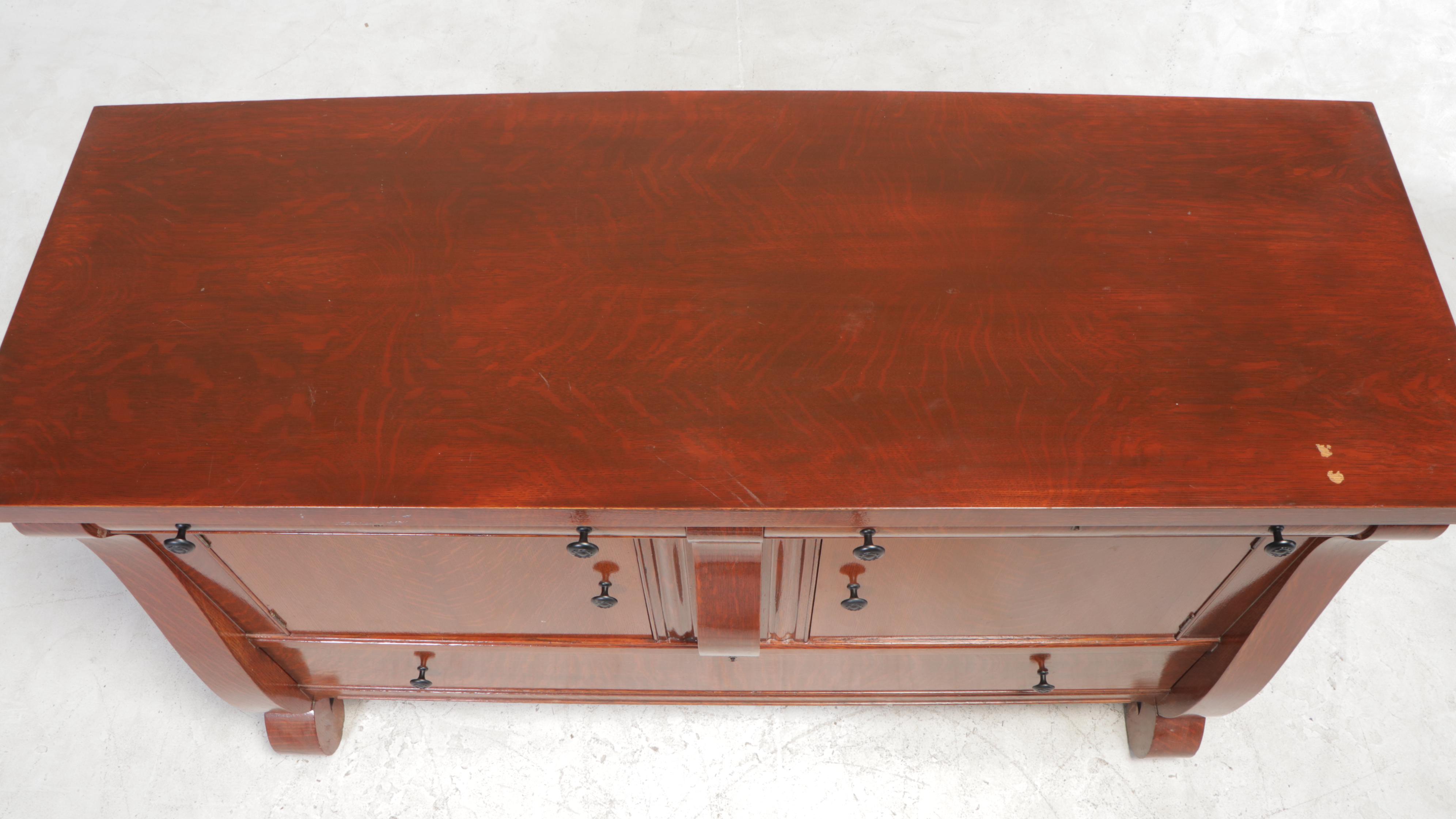 American Empire Revival Quartersawn Oak Sideboard, Early 20th Century