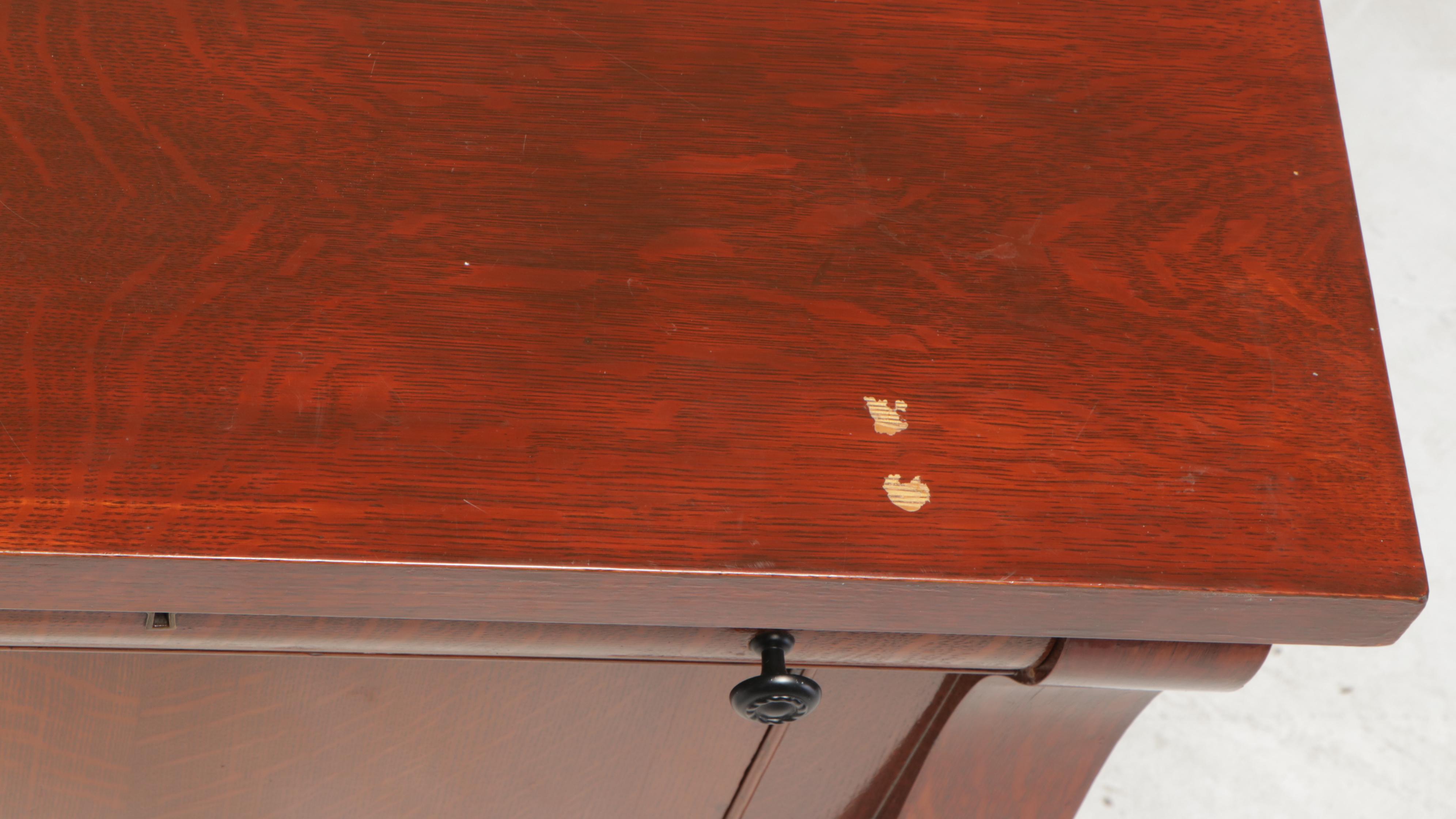 American Empire Revival Quartersawn Oak Sideboard, Early 20th Century