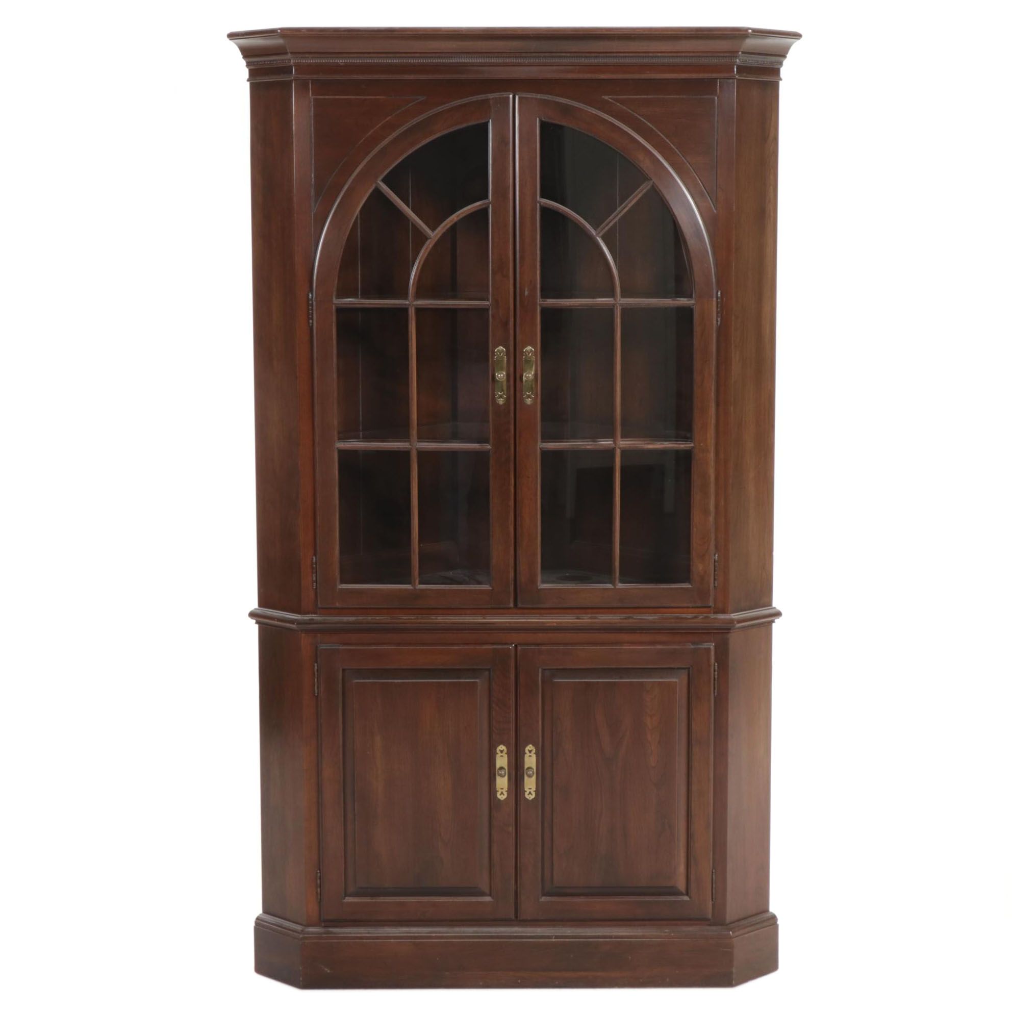 Ethan Allen "Georgian Court" Cherry Illuminated Corner Cabinet