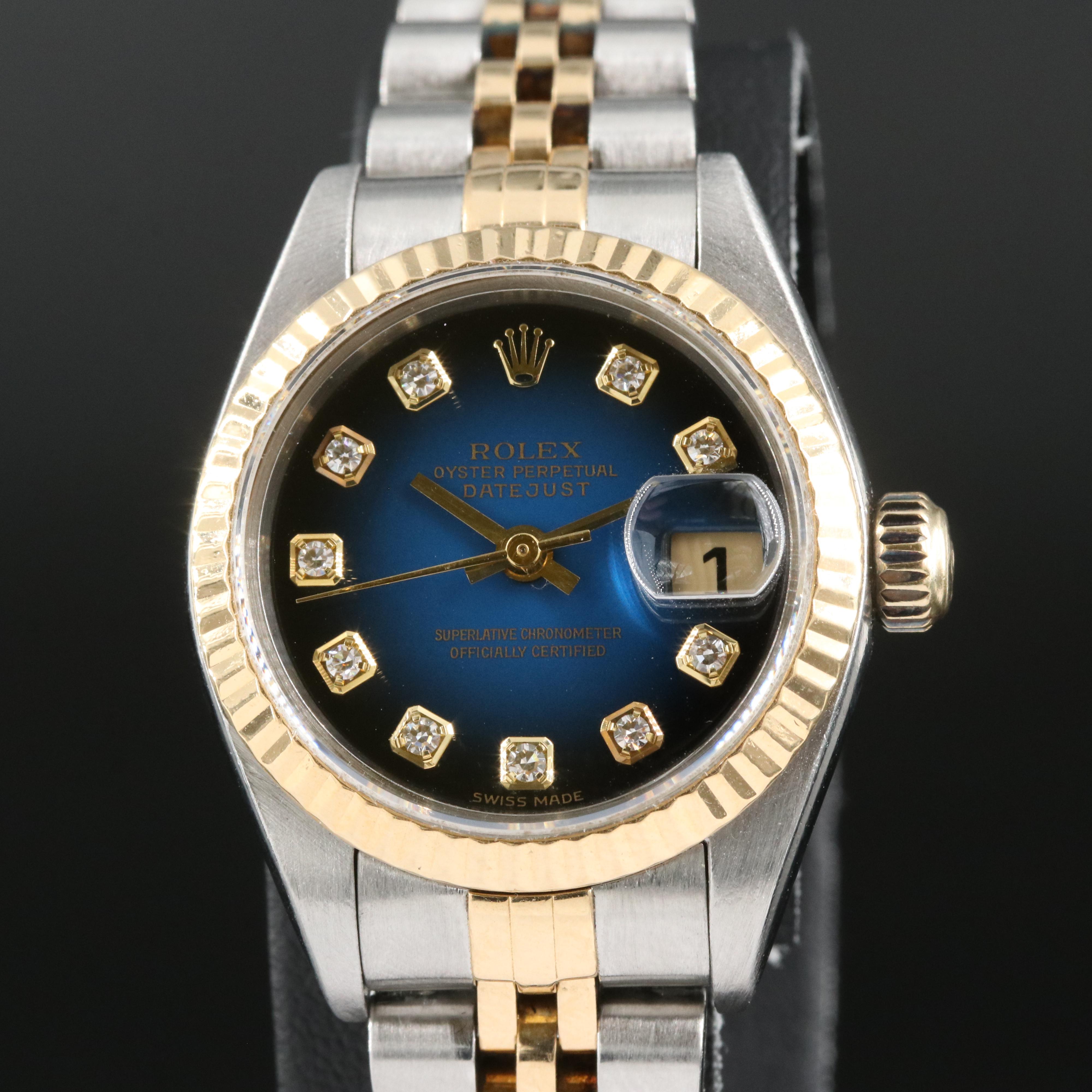 2001 Rolex Factory Diamond Dial 18K and Stainless Steel Datejust Watch