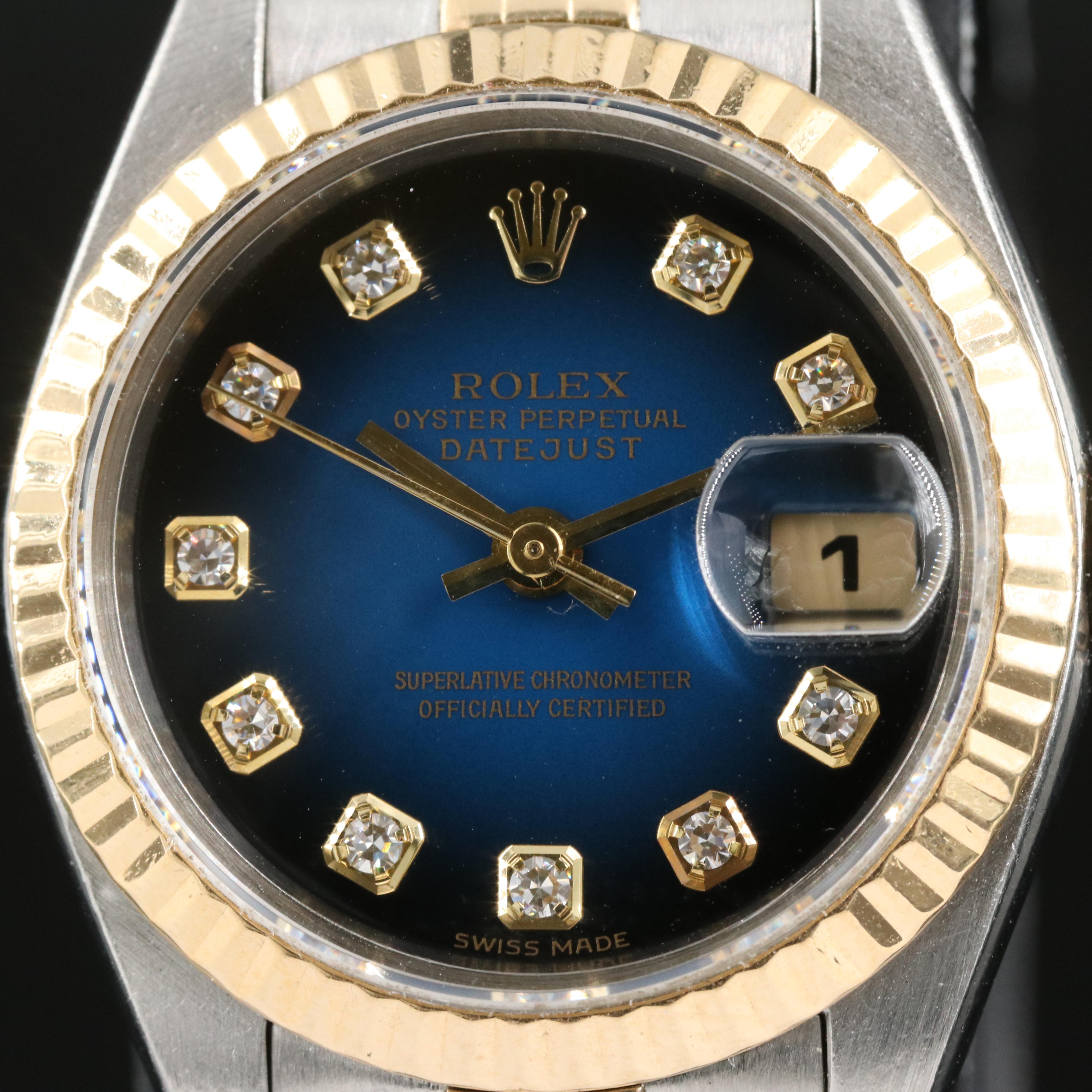 2001 Rolex Factory Diamond Dial 18K and Stainless Steel Datejust Watch